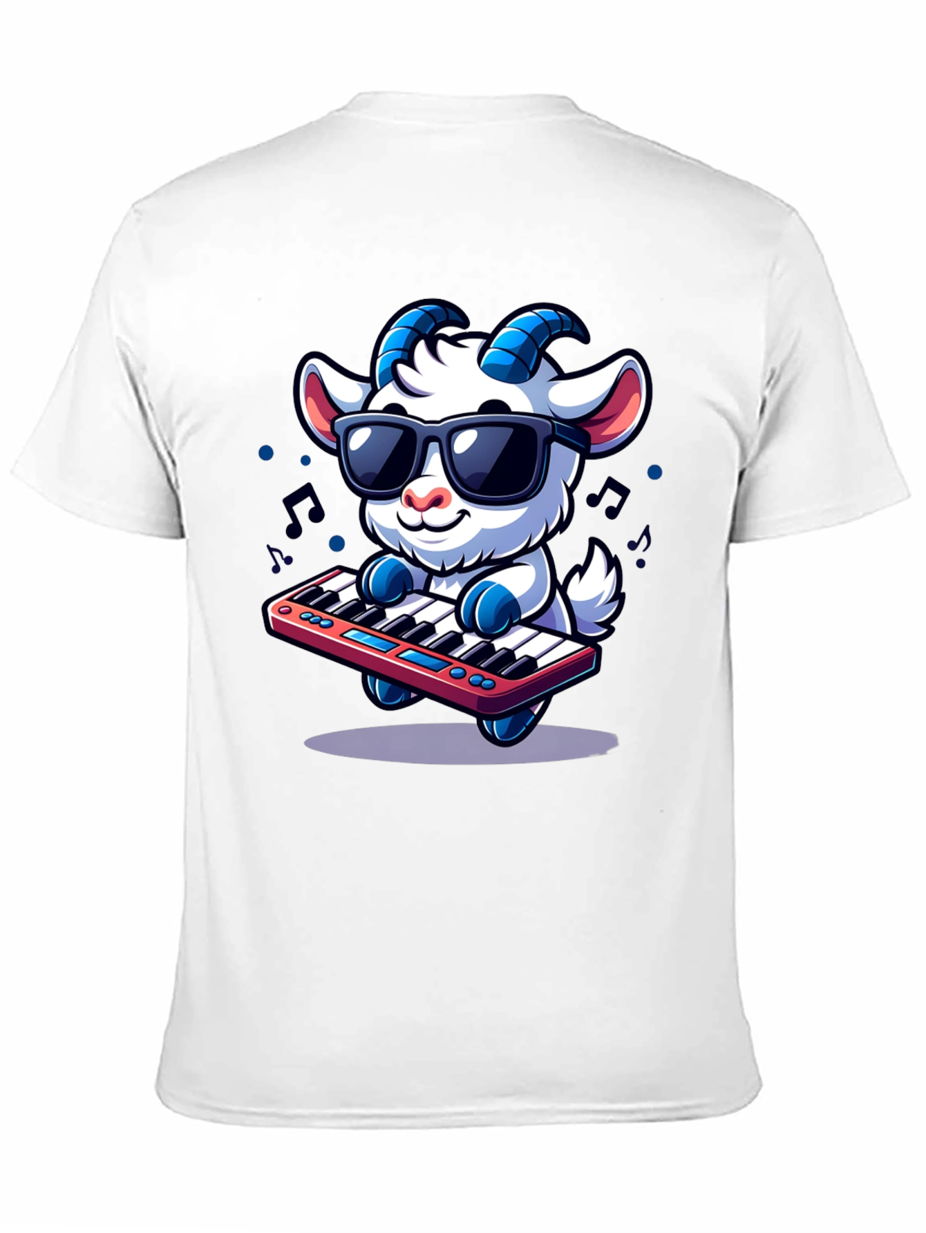 Black Cool Goat Keyboard Player Graphic Tee view 11