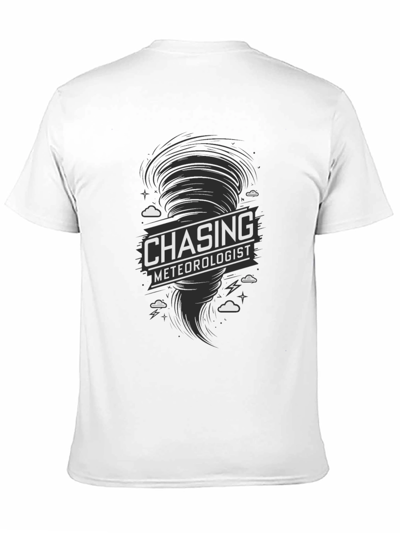 Black Chasing Meteorologist Tornado Graphic T-Shirt view 11
