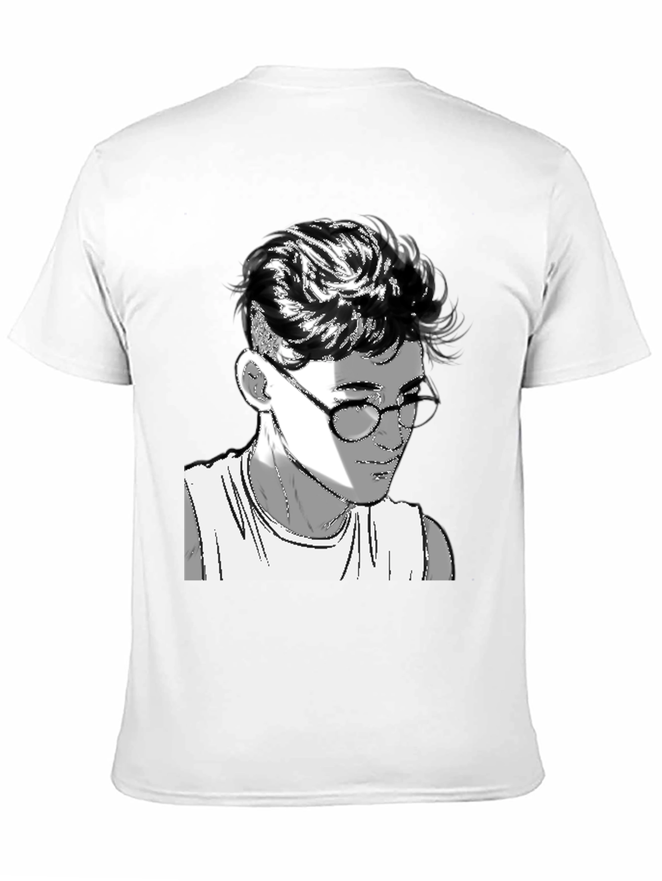 Black Men's Black Graphic Tee - Retro Anime Design view 11