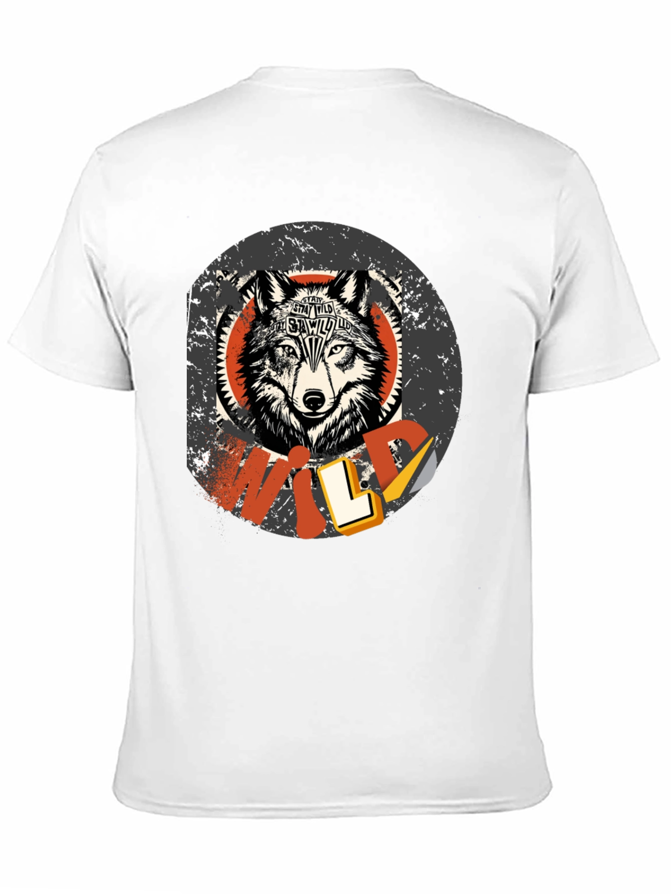 Black Stay Wild Wolf Graphic Print T-Shirt view 11