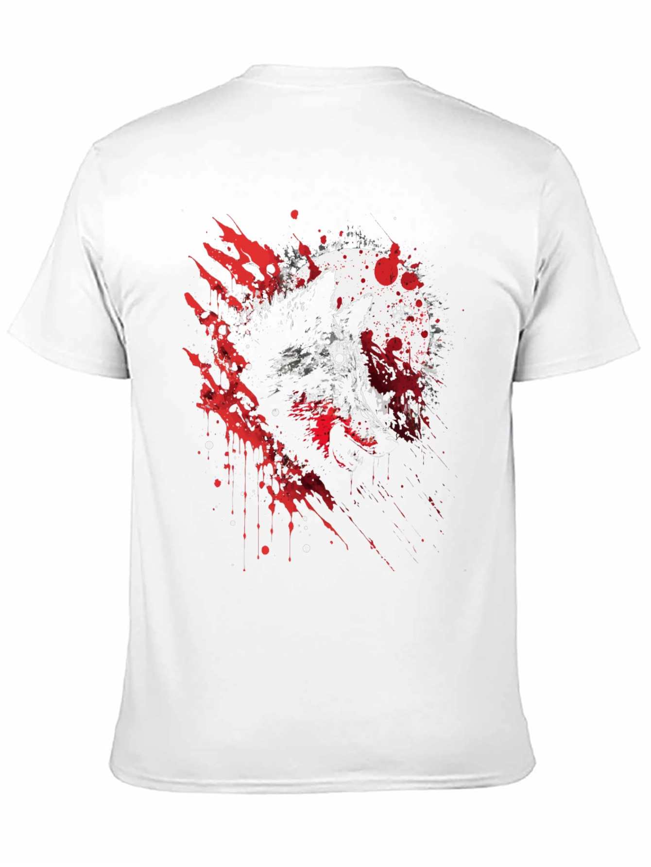 Black Wolf Moon Splatter Graphic Black T-Shirt view 11