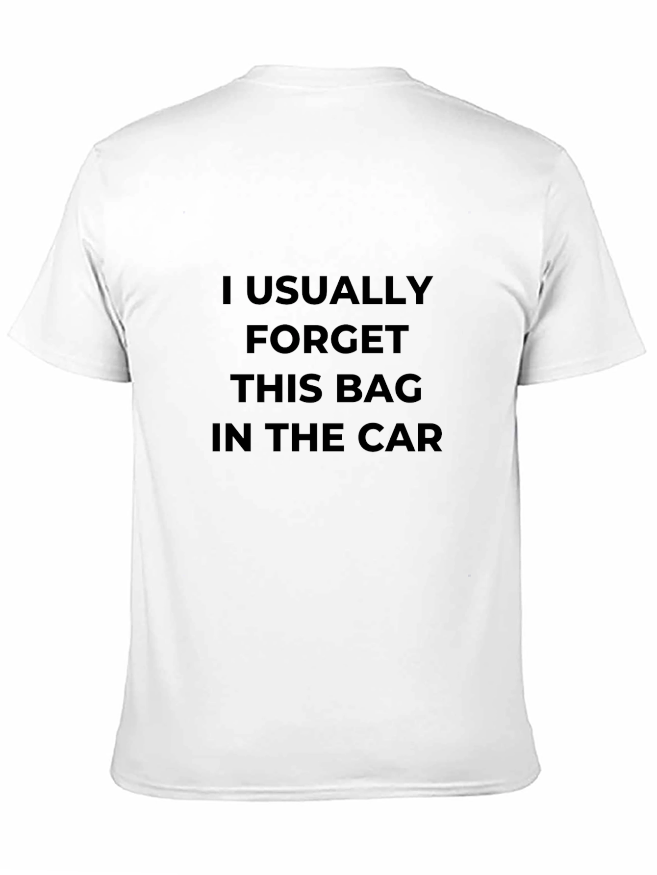 Black Funny Men's "Forget Bag" Black T-Shirt view 11