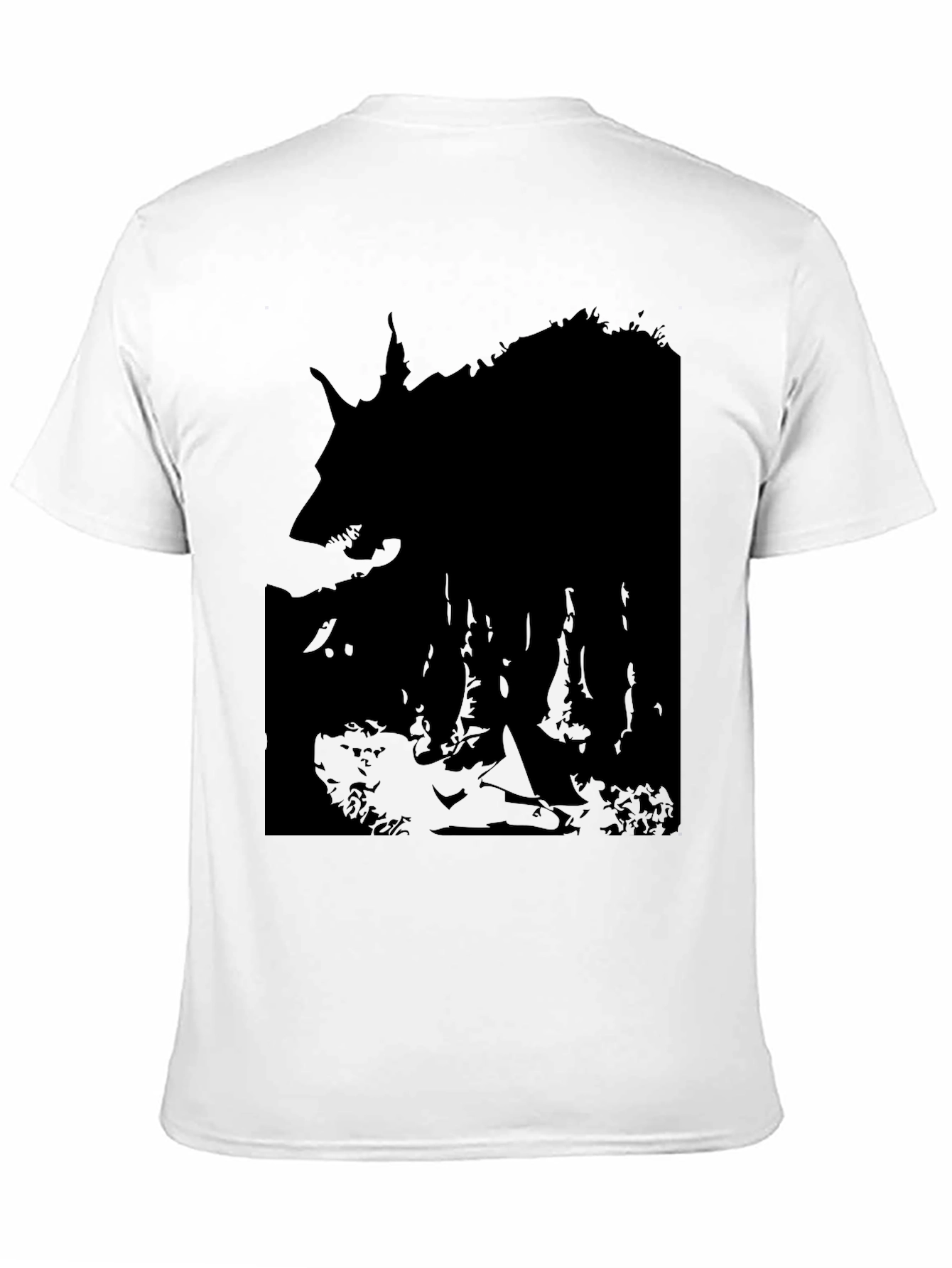 Black Men's Black Wolf Silhouette Graphic T-Shirt view 11