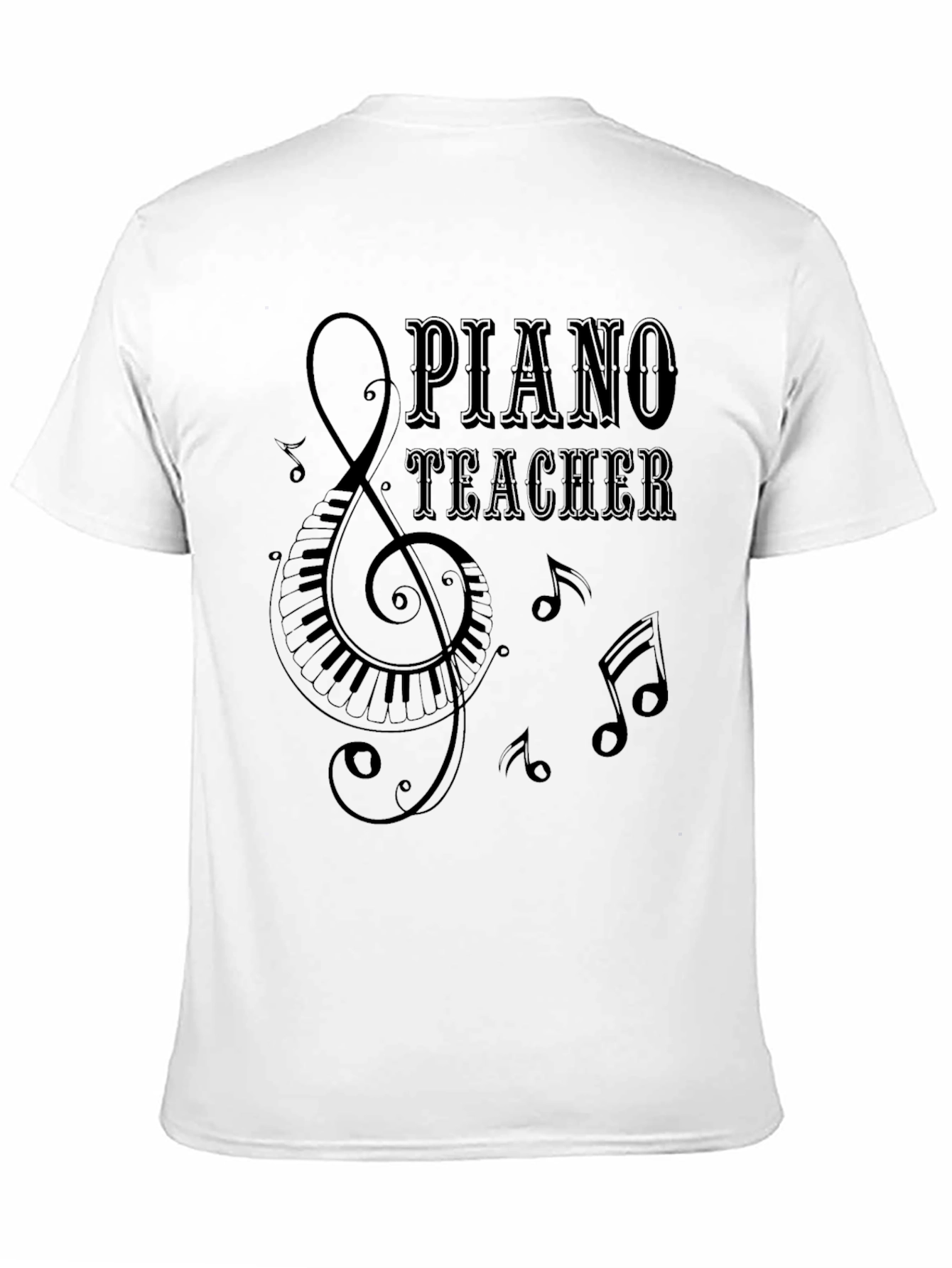 Black Piano Teacher Graphic Tee - Musical Instructor Shirt view 11