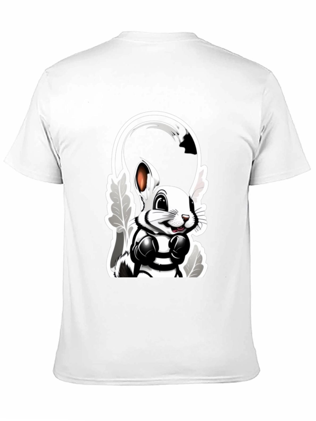 Black Cool Cartoon Bunny Boxer Black T-Shirt view 11