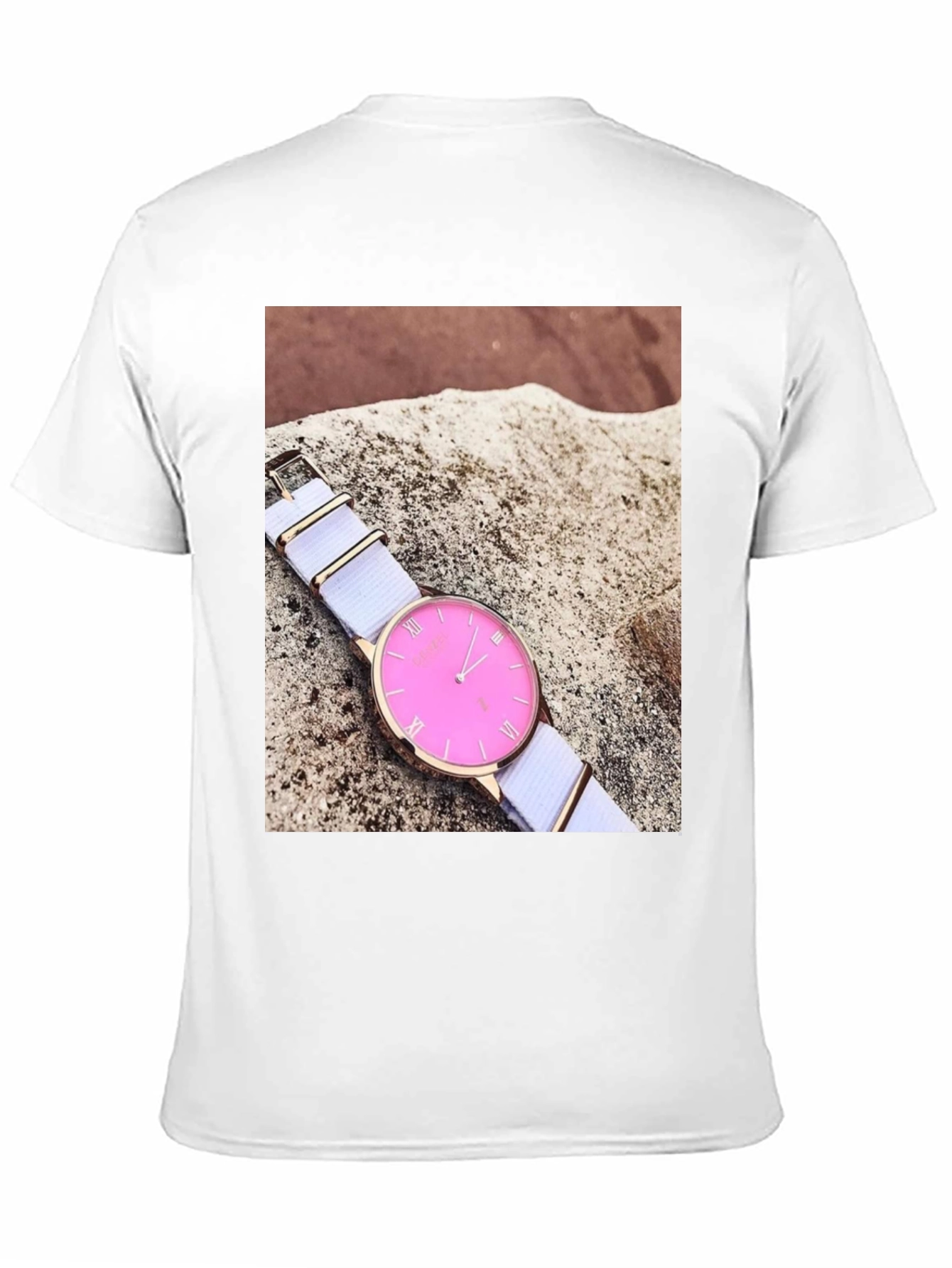 Black Stylish Pink Watch Tee - Modern Timepiece Design view 11