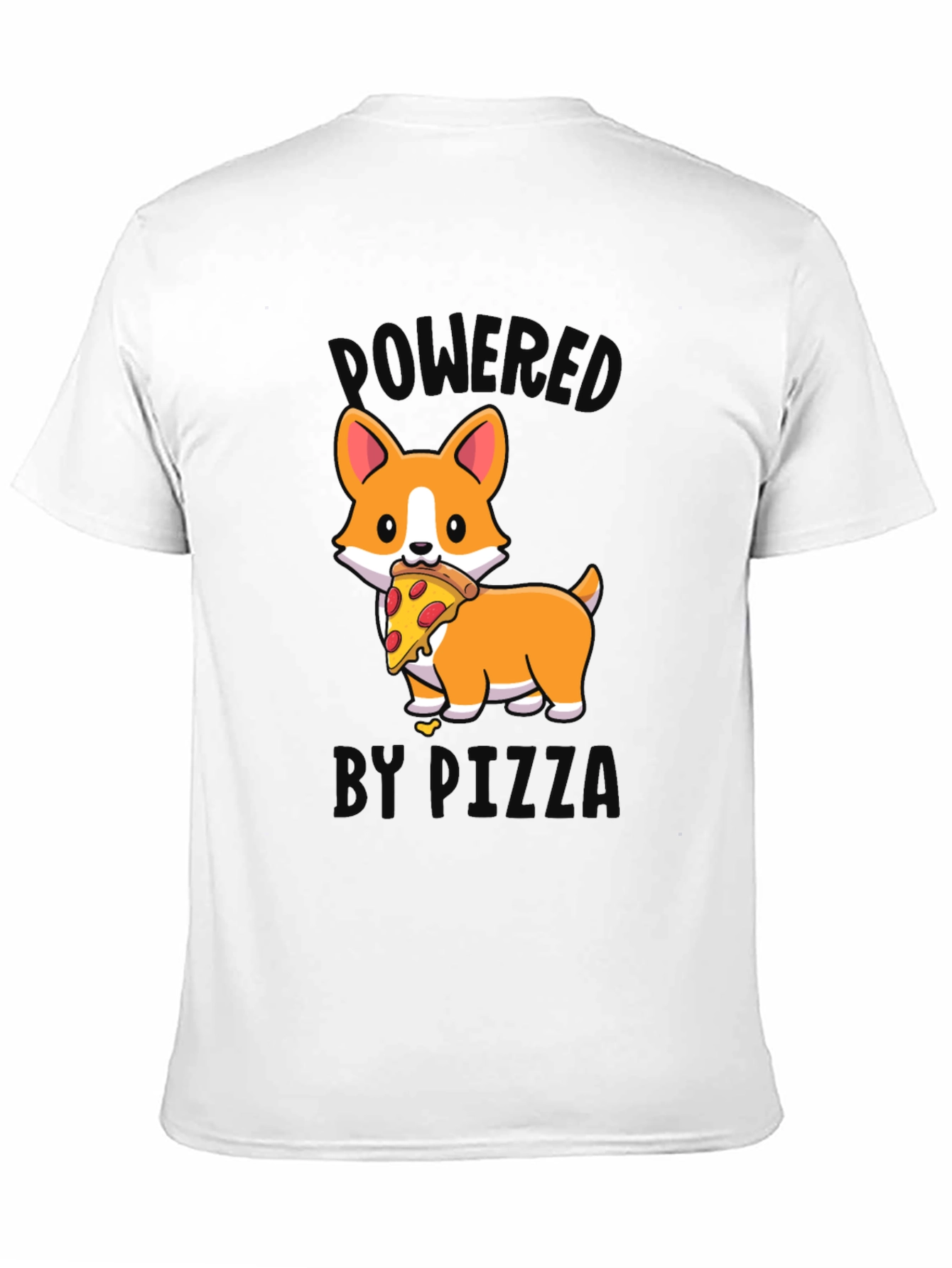 Black Corgi Pizza T-Shirt - Powered by Pizza view 11