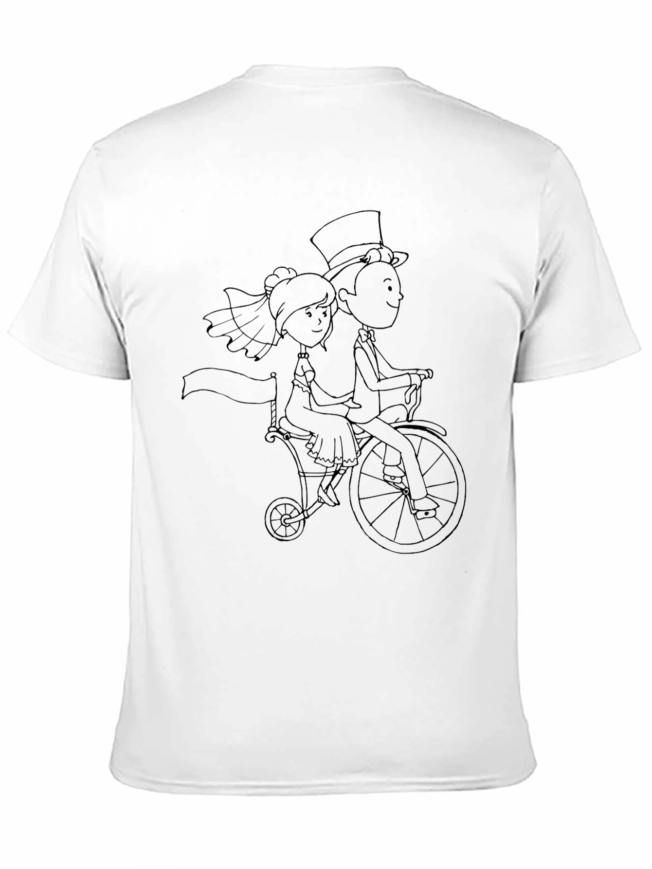 Black Quirky Wedding Couple Bicycle Black T-Shirt view 11