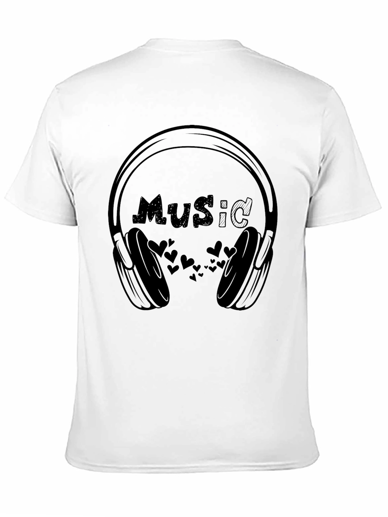 Black Music Lover T-Shirt - Headphones Design view 11