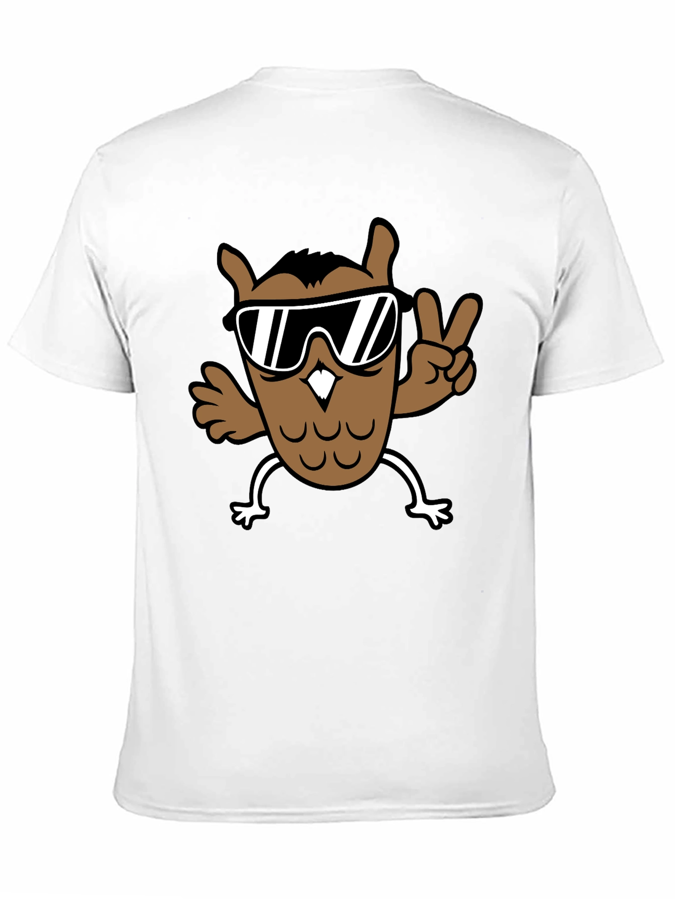 Black Cool Owl Graphic Tee - Black Cotton T-Shirt view 11