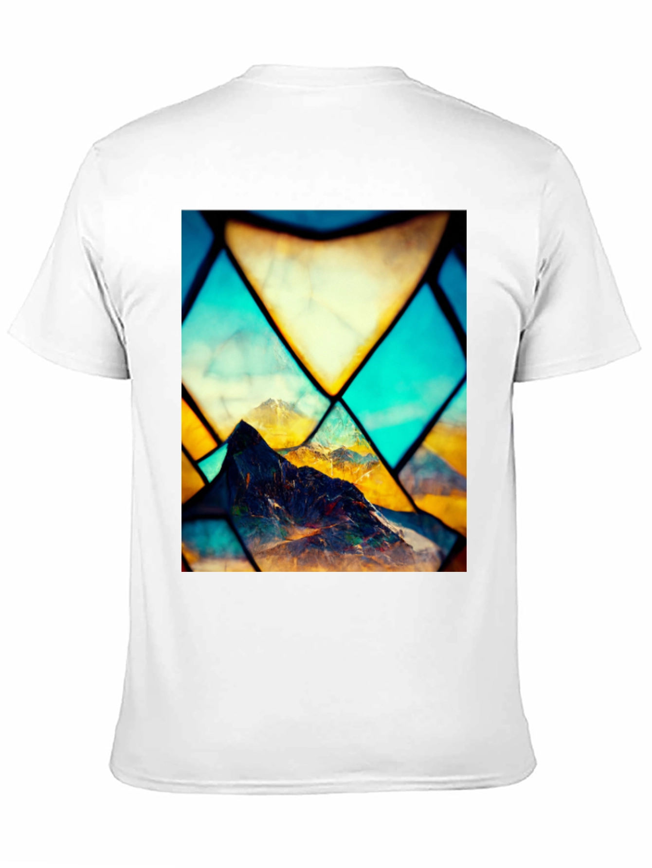 Black Mountain Stained Glass Graphic Black Tee view 11