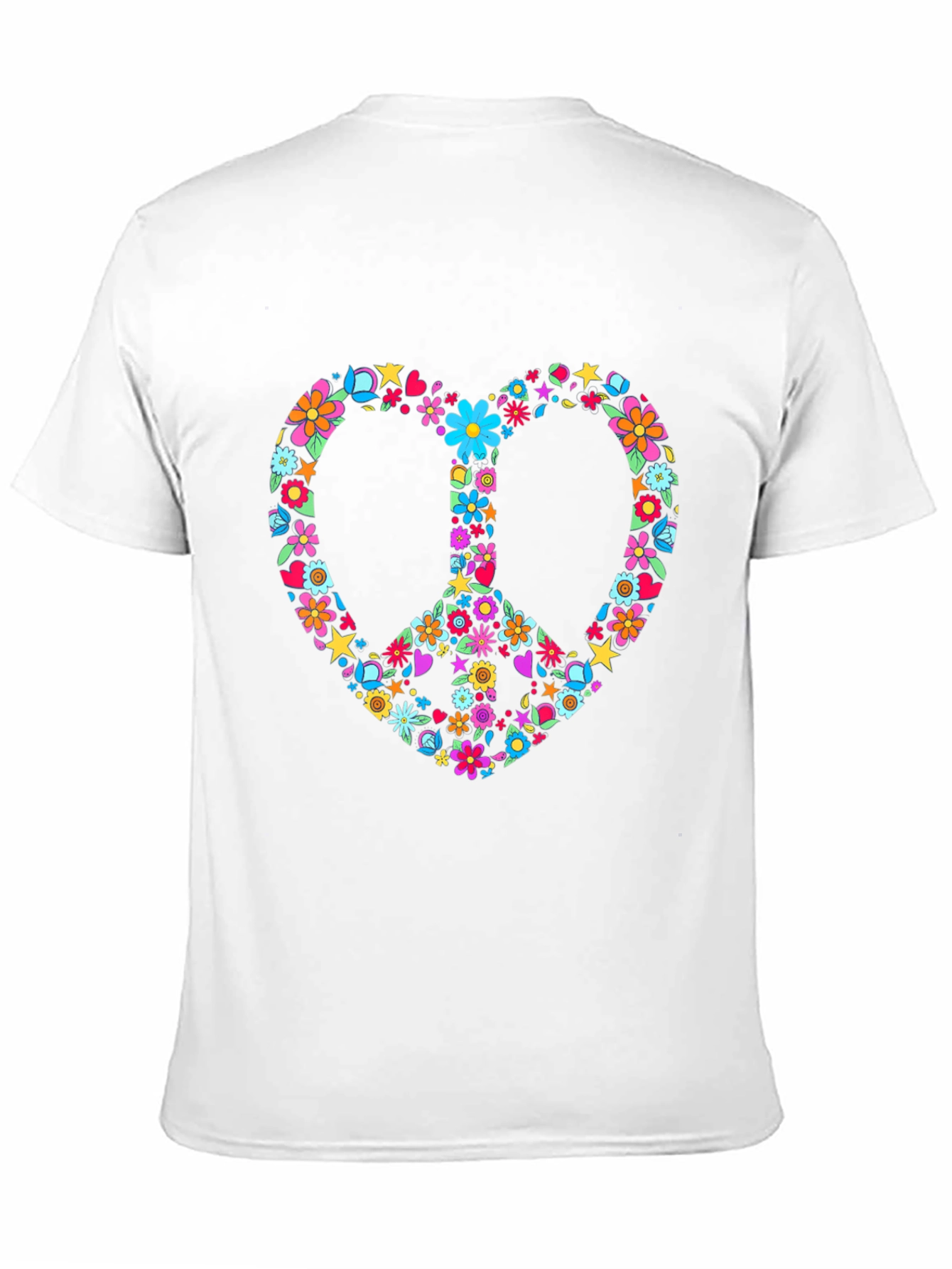 Black Floral Peace Sign Heart T-Shirt view 11