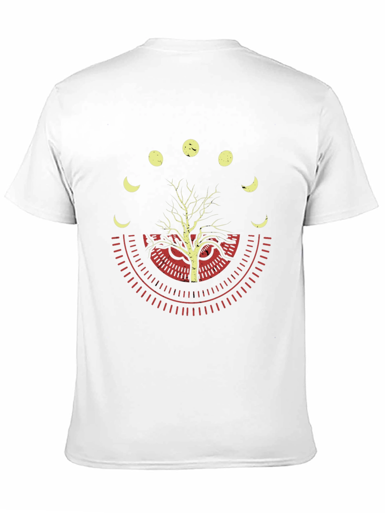 Black Moon Phases & Tree Graphic Black T-Shirt view 11