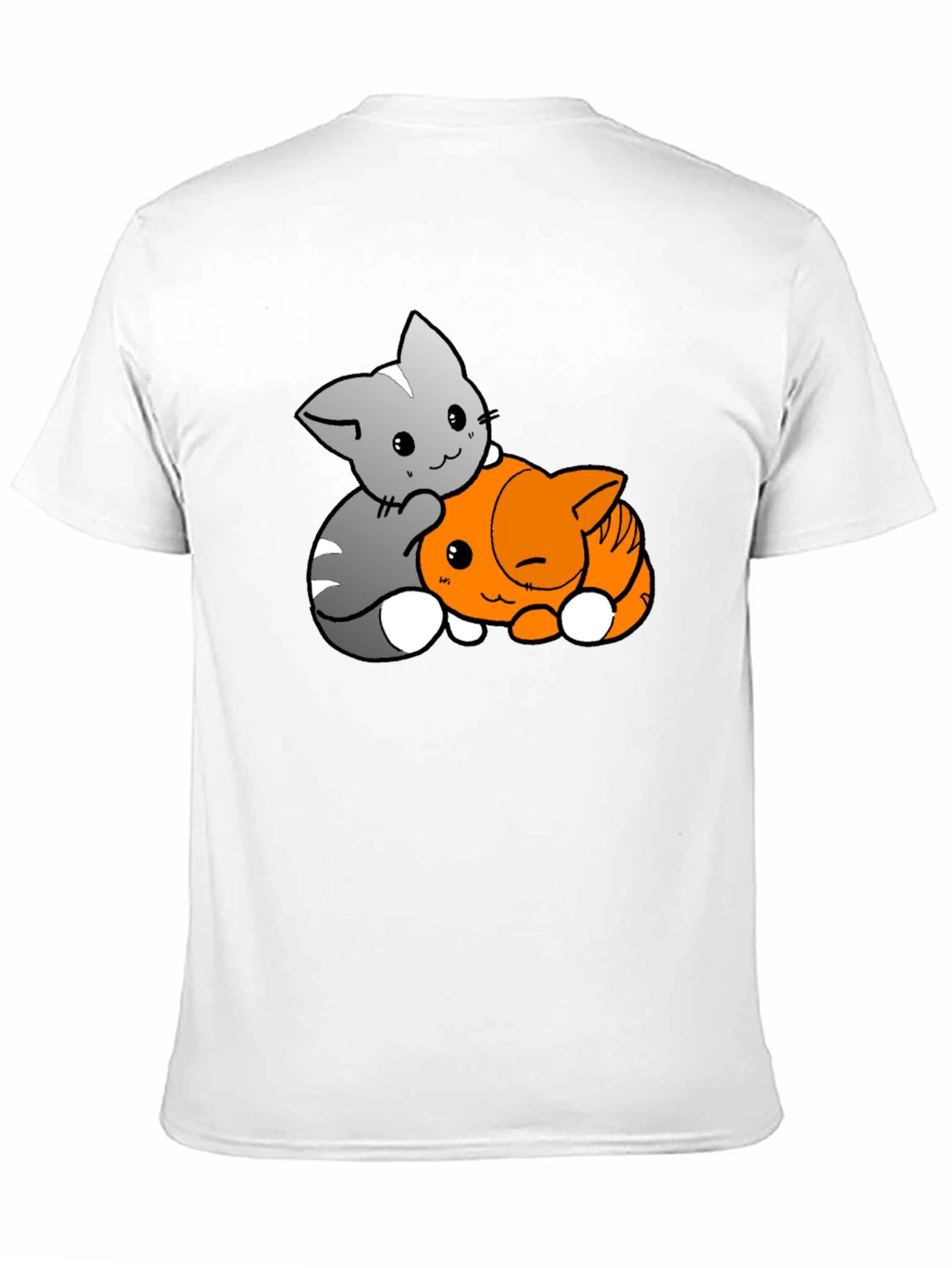 Black Cute Cats Hugging Black T-Shirt view 11