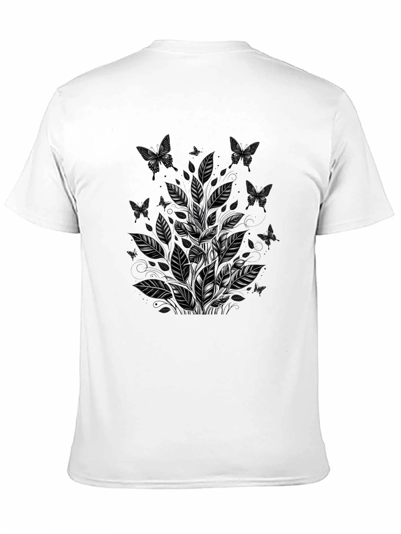 Black Butterfly Botanical Graphic Tee - Black Cotton Blend view 11