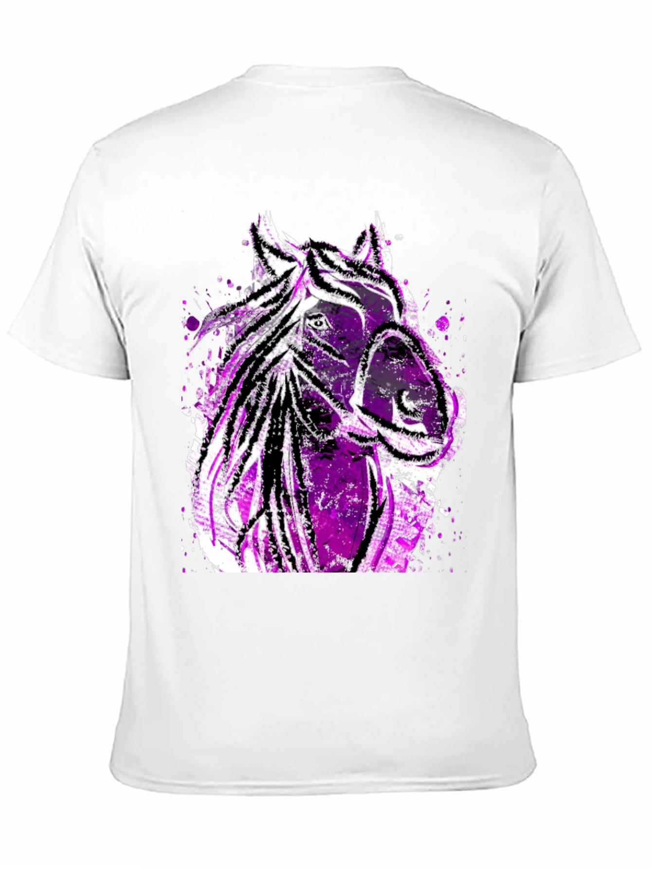 Black Abstract Horse Graphic Men's Tee - Black view 11