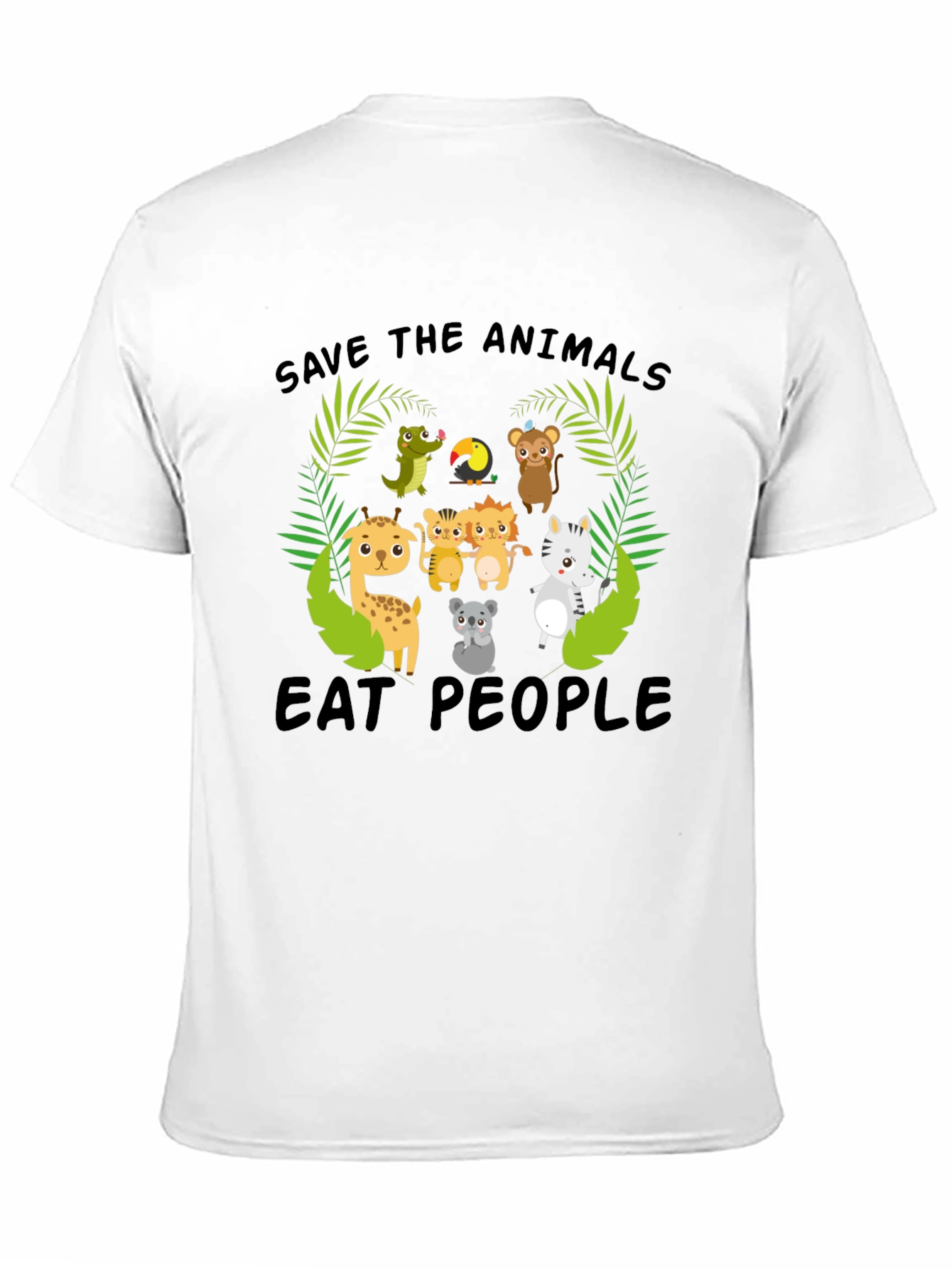 Black Save the Animals Eat People Black T-Shirt view 11