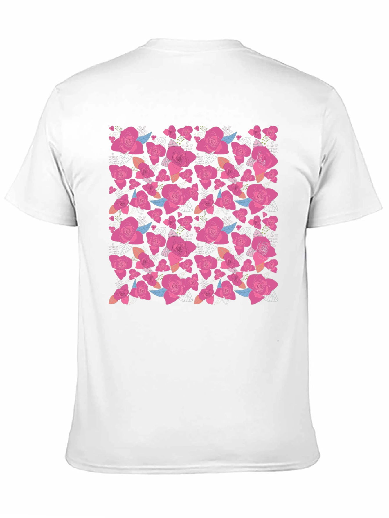 Black Floral Rose Print Black T-Shirt view 11