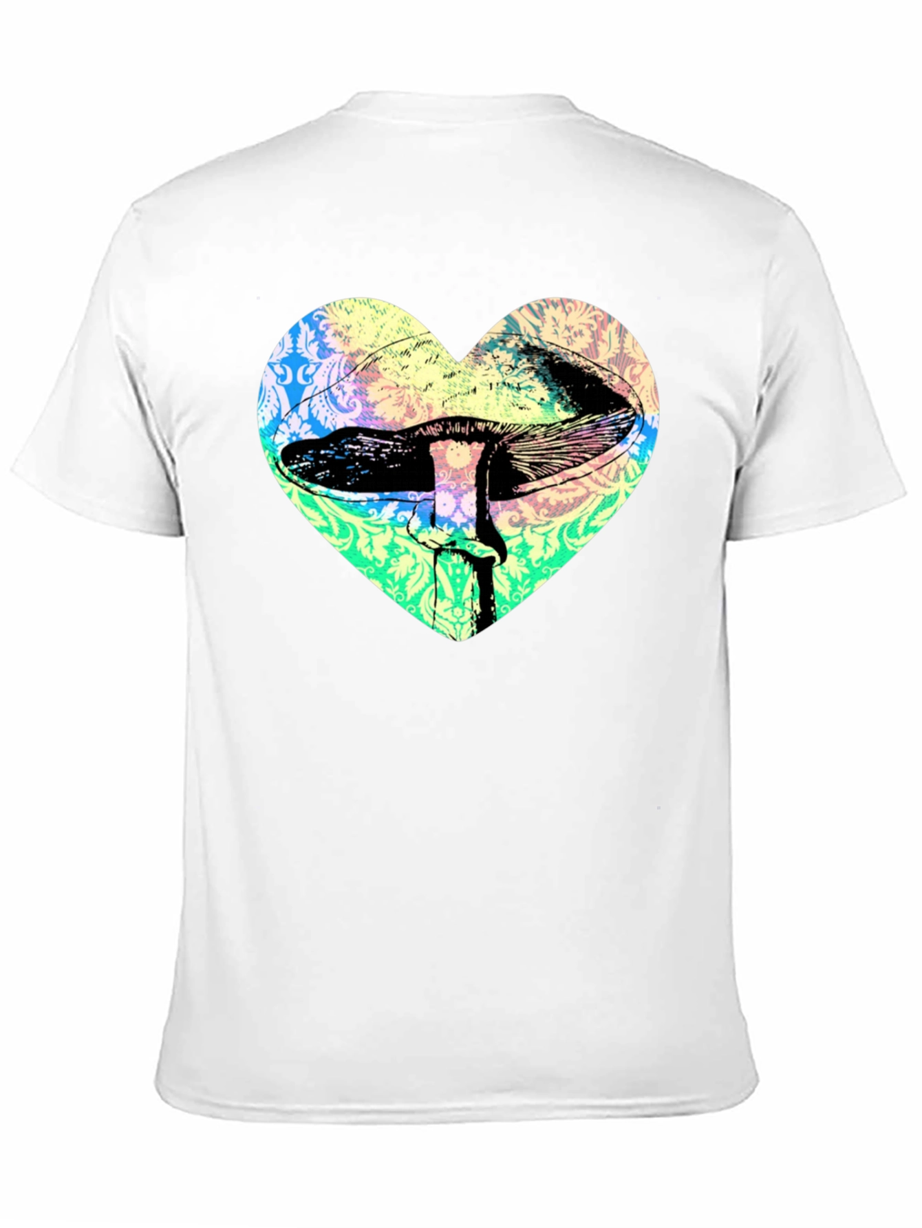 Black Psychedelic Mushroom Heart T-Shirt - Groovy Graphic Tee view 11