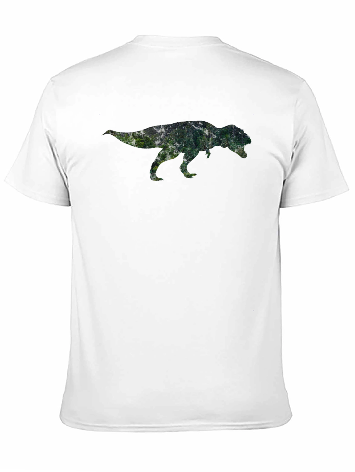 Black Dinosaur Forest Print Black T-Shirt view 11