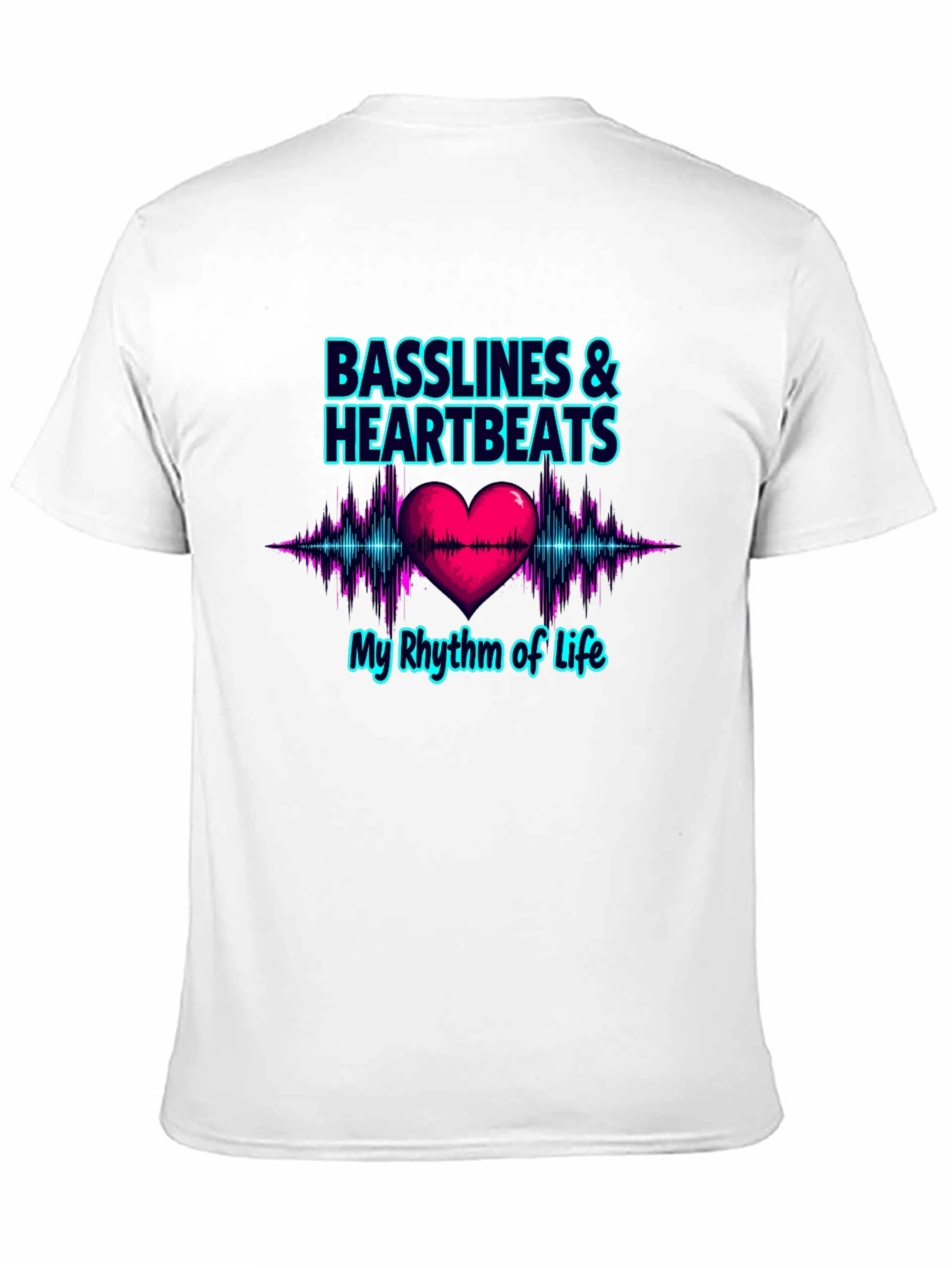 Black Basslines & Heartbeats Graphic T-Shirt view 11
