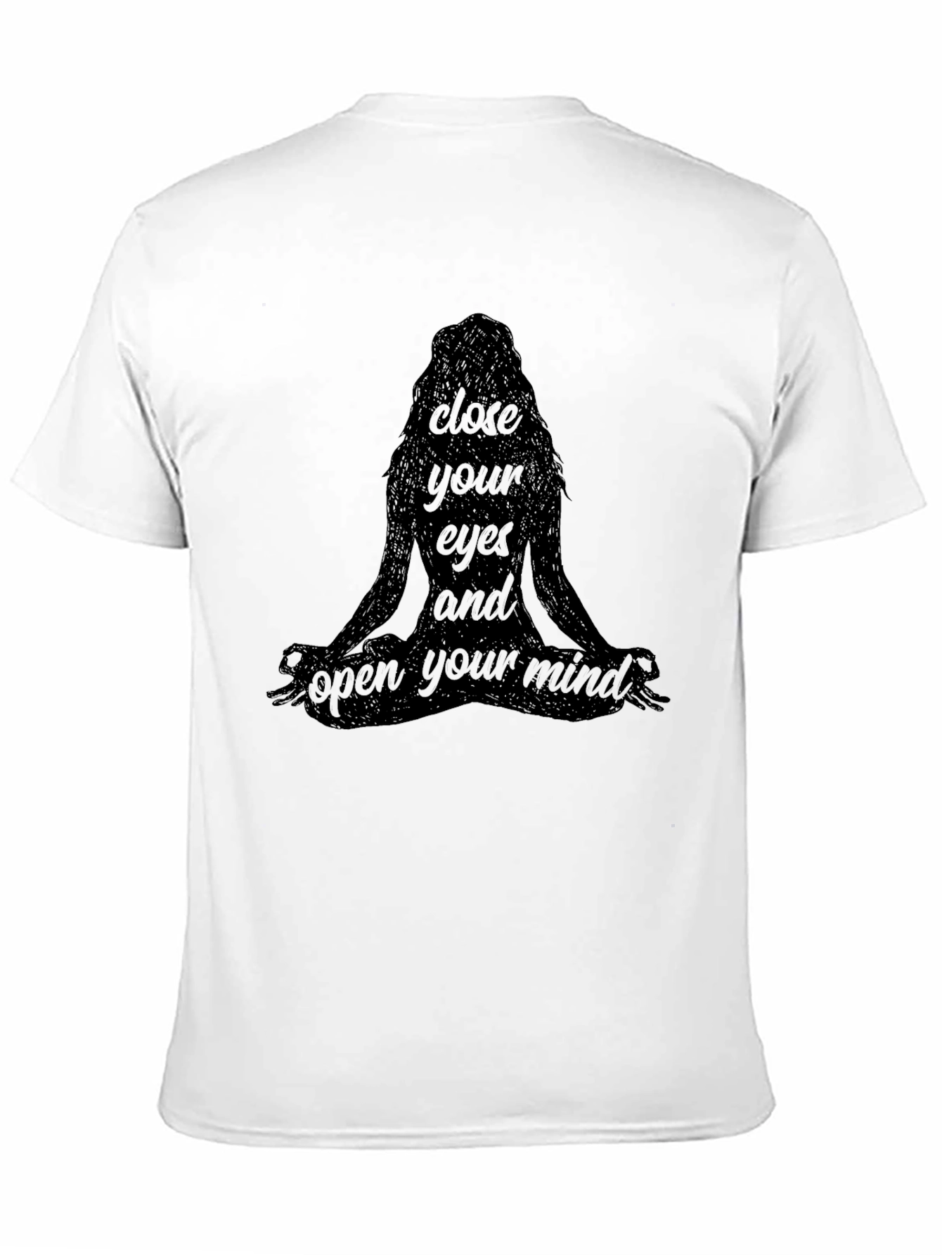 Black Meditate T-Shirt - Close Your Eyes and Open Your Mind view 11