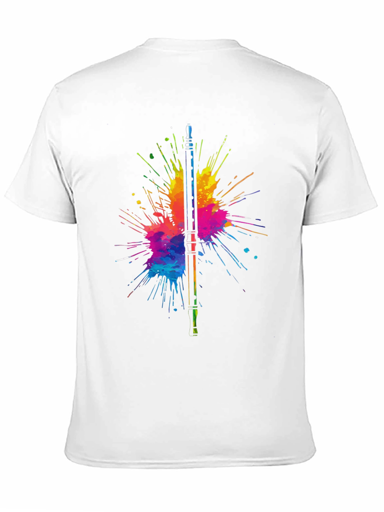 Black Watercolor Oboe Graphic Tee - Men's Black T-Shirt view 11