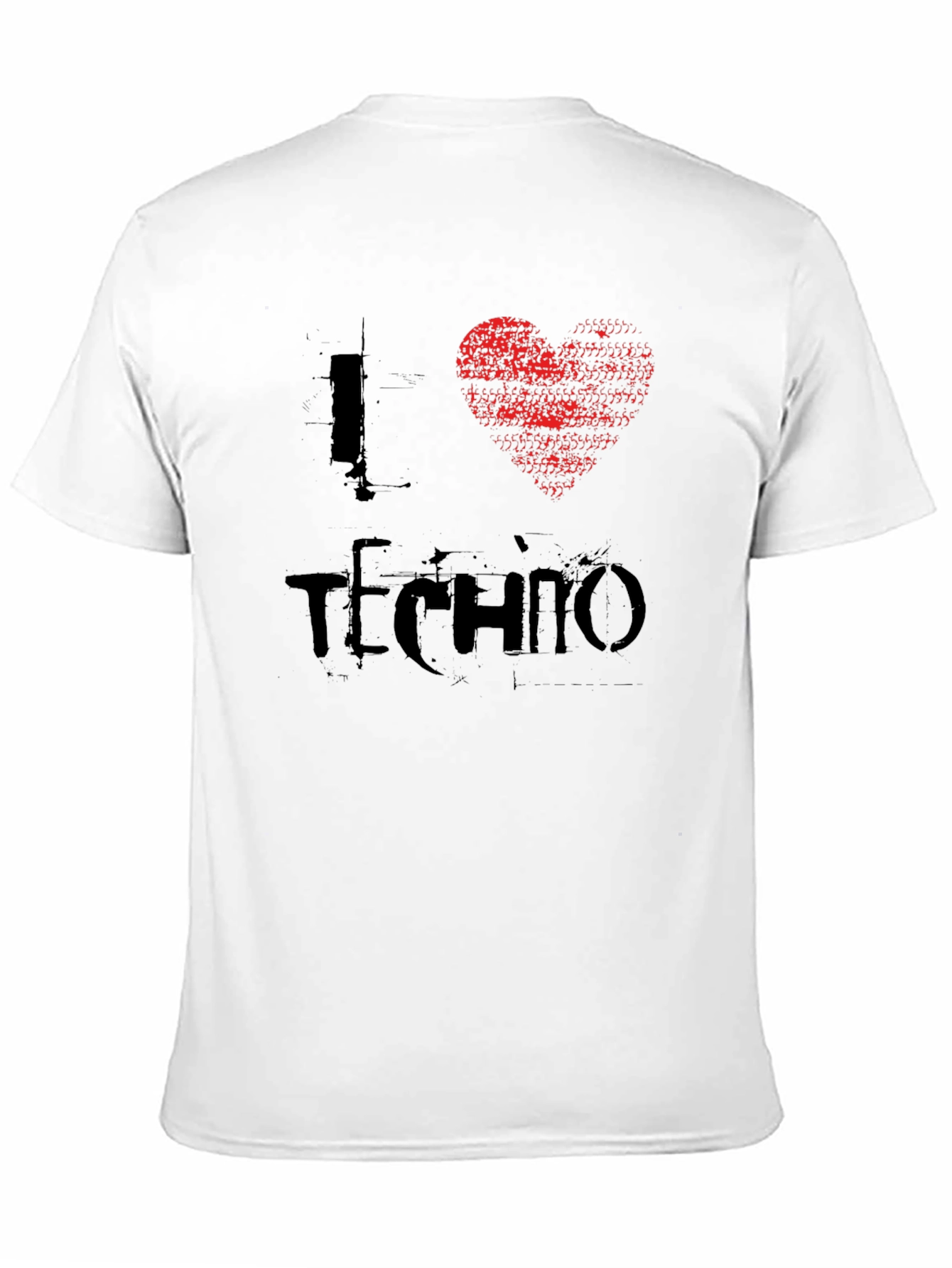 Black I Heart Techno T-Shirt - Distressed Graphic Tee view 11