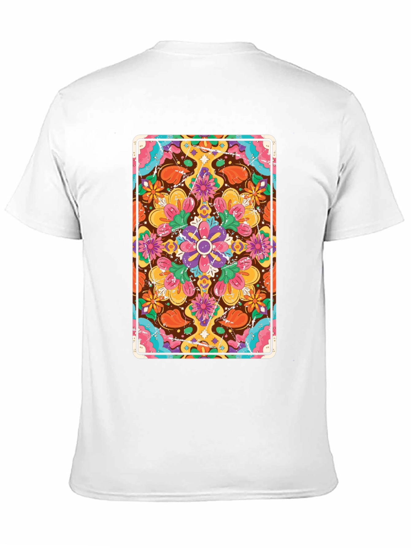 Black Floral Mandala Graphic Tee - Black Crew Neck T-Shirt view 11