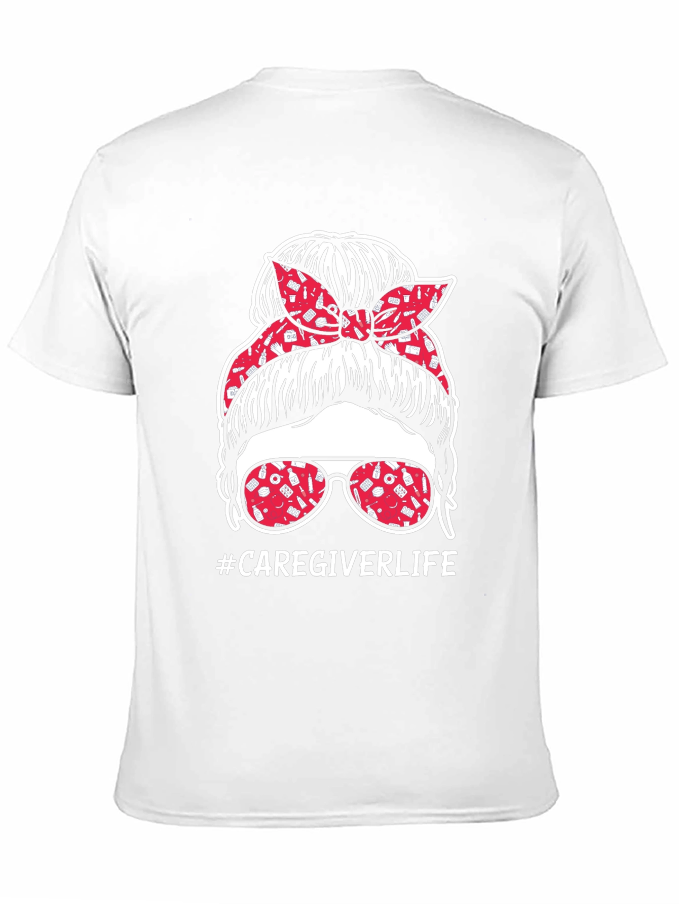 Black Caregiver Life Messy Bun T-Shirt view 11