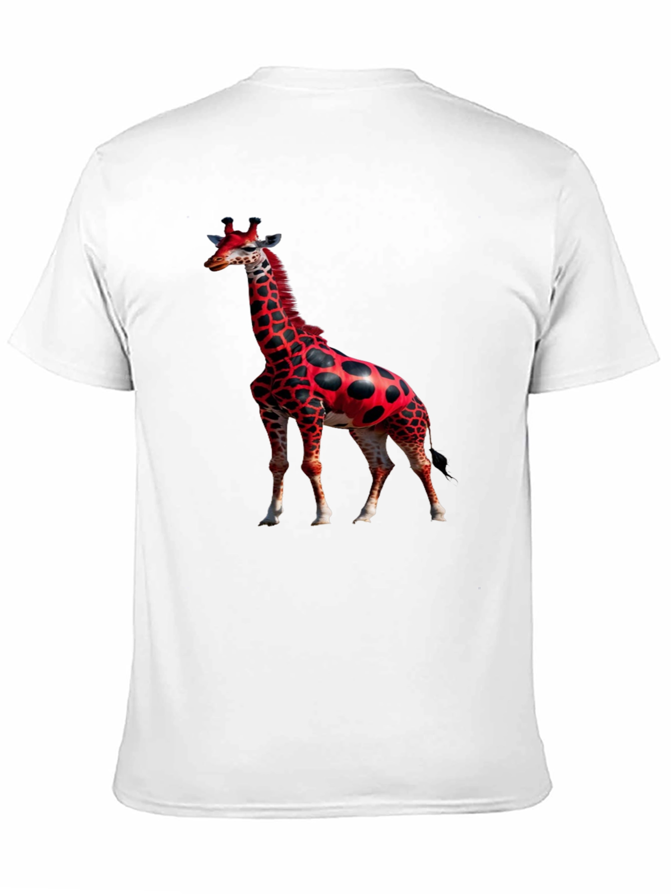 Black Red Giraffe Print Black T-Shirt view 11