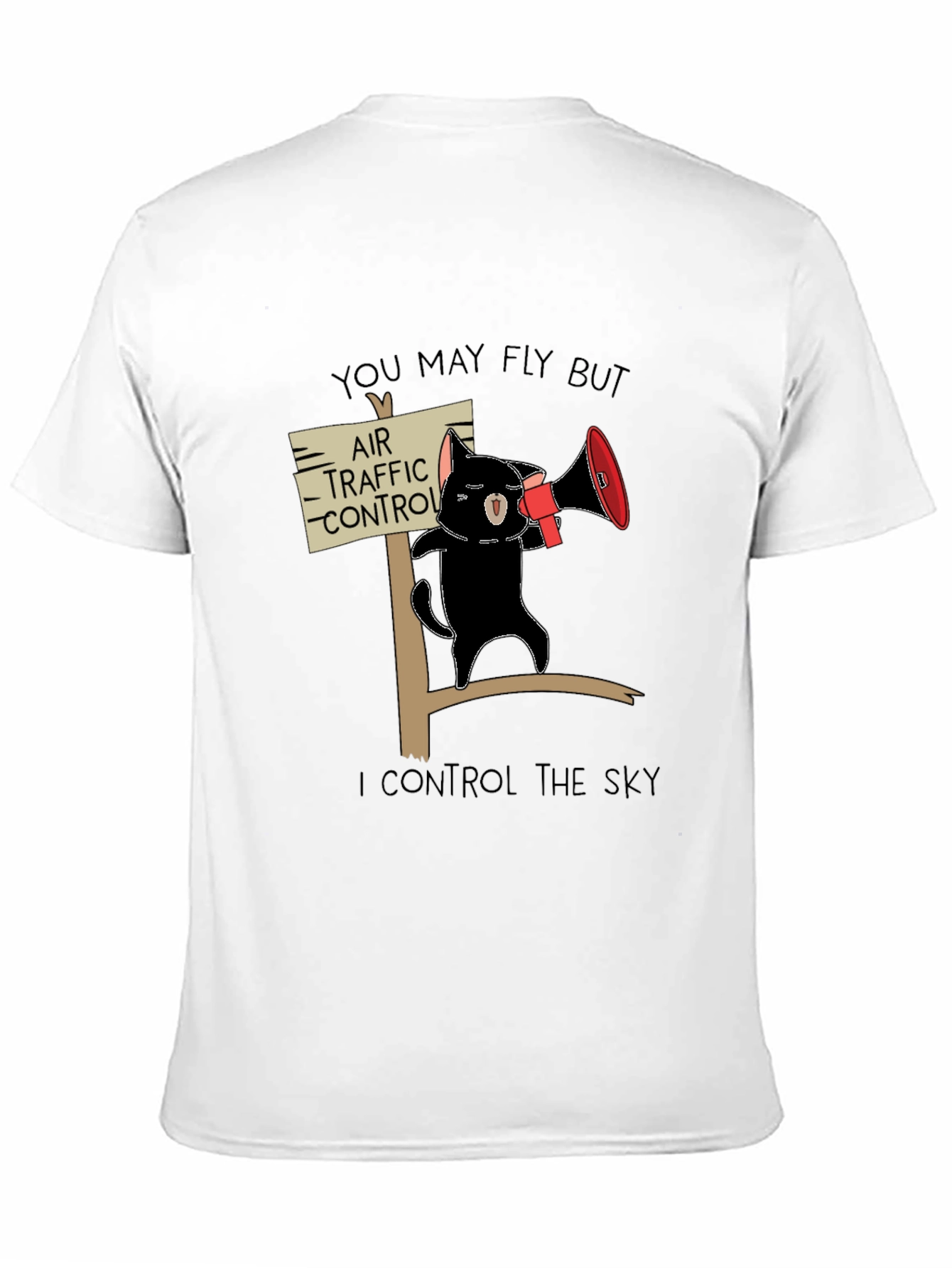 Black Air Traffic Control Cat T-Shirt - Funny Pilot Gift view 11