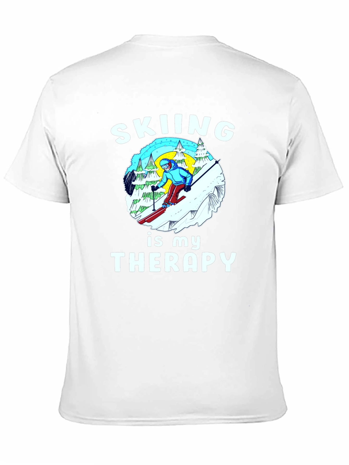 Black Skiing is My Therapy T-Shirt | Winter Sports Apparel view 11