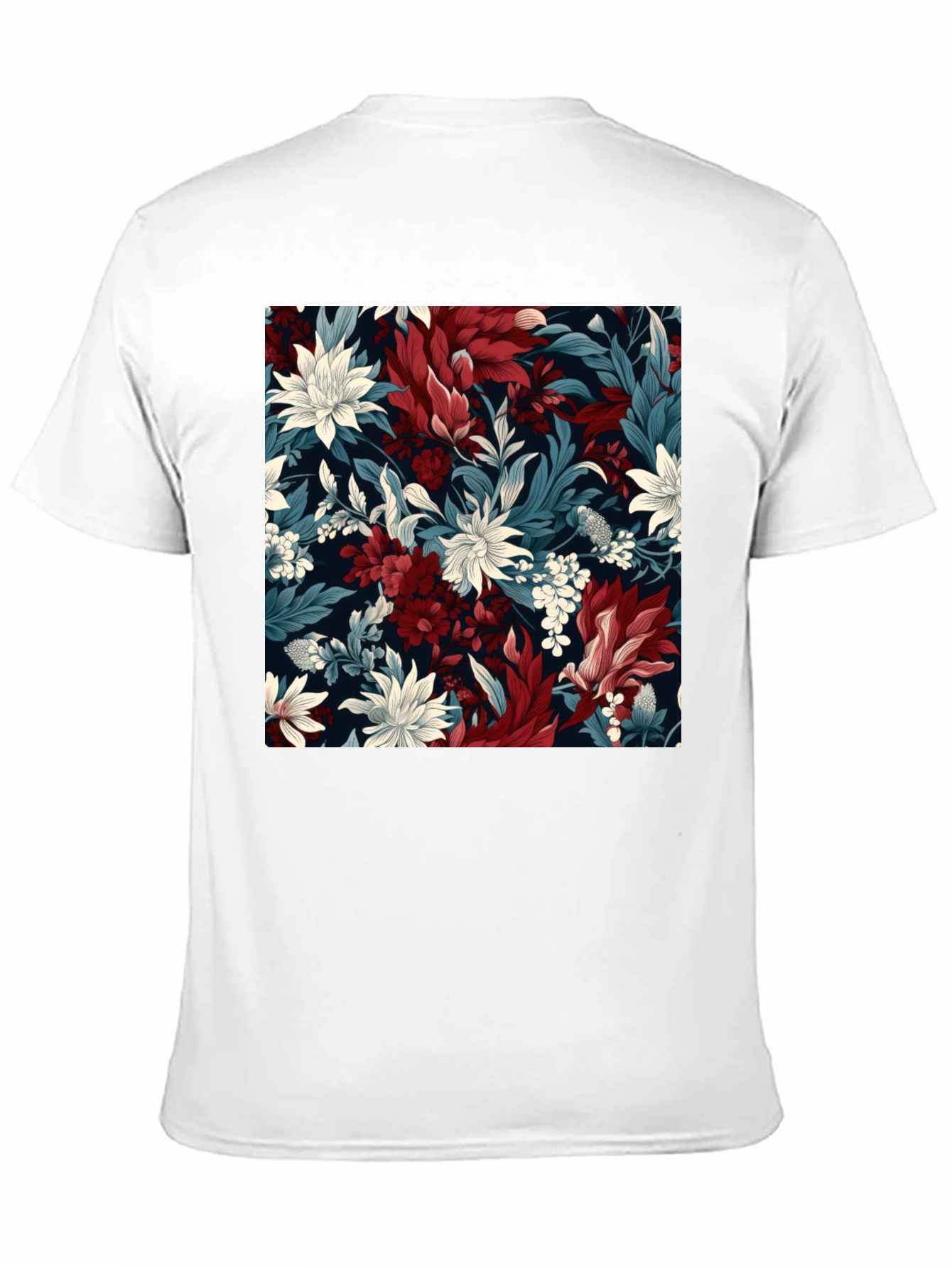 Black Floral Pattern Black T-Shirt - Modern Style view 11