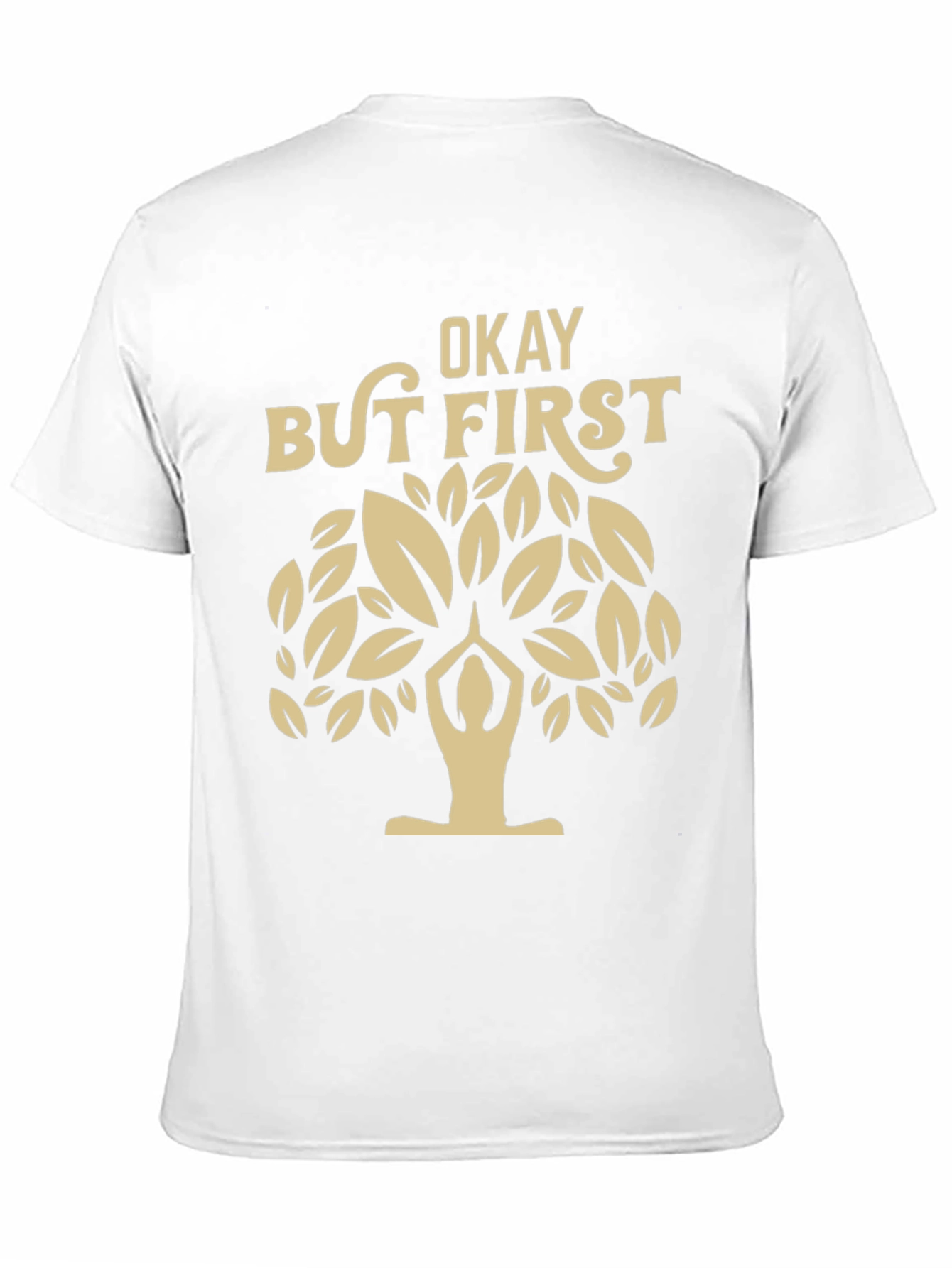 Black Yoga Tree Black T-Shirt: Okay But First Yoga view 11