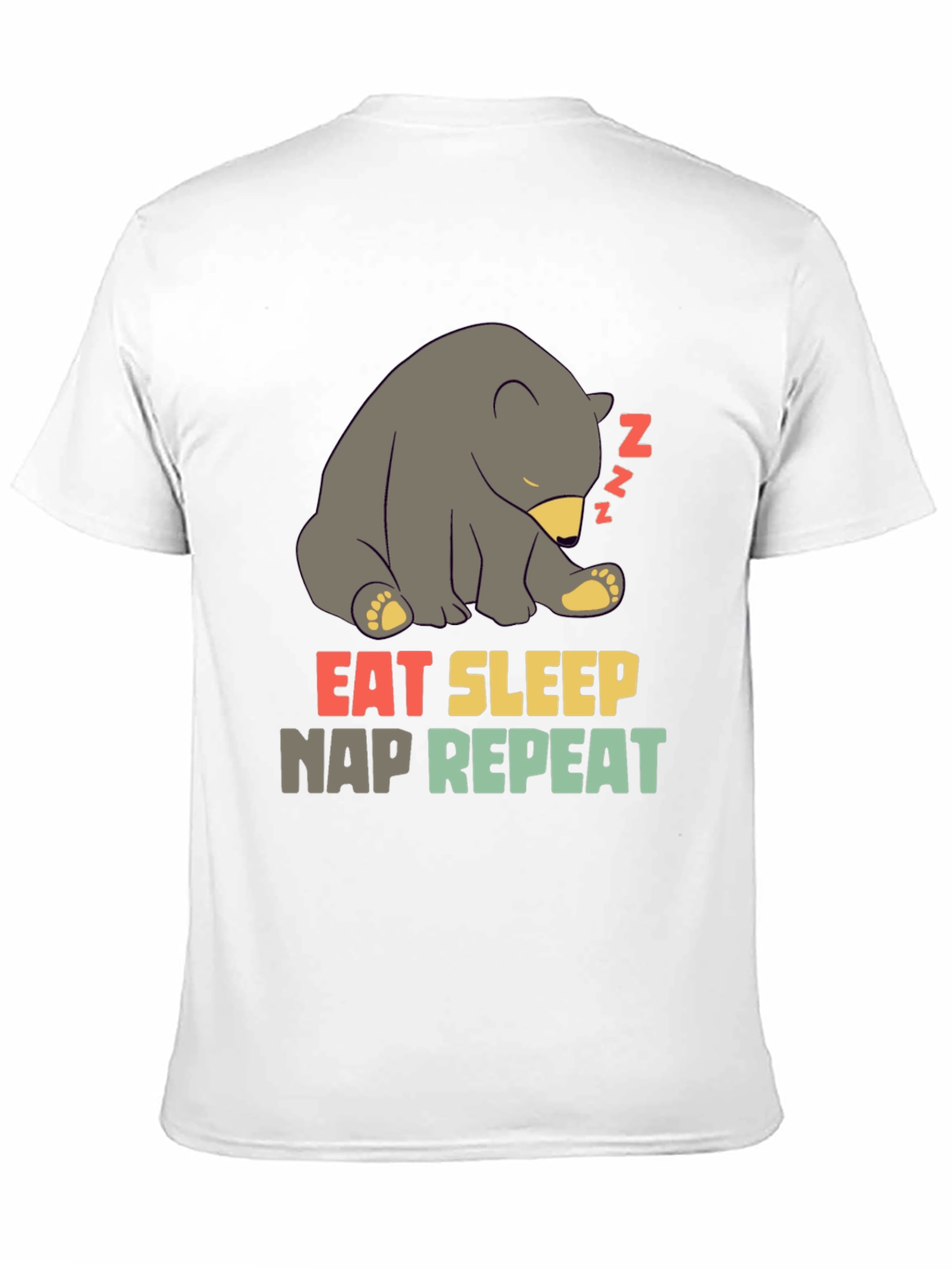 Black Eat Sleep Nap Repeat Bear T-Shirt view 11