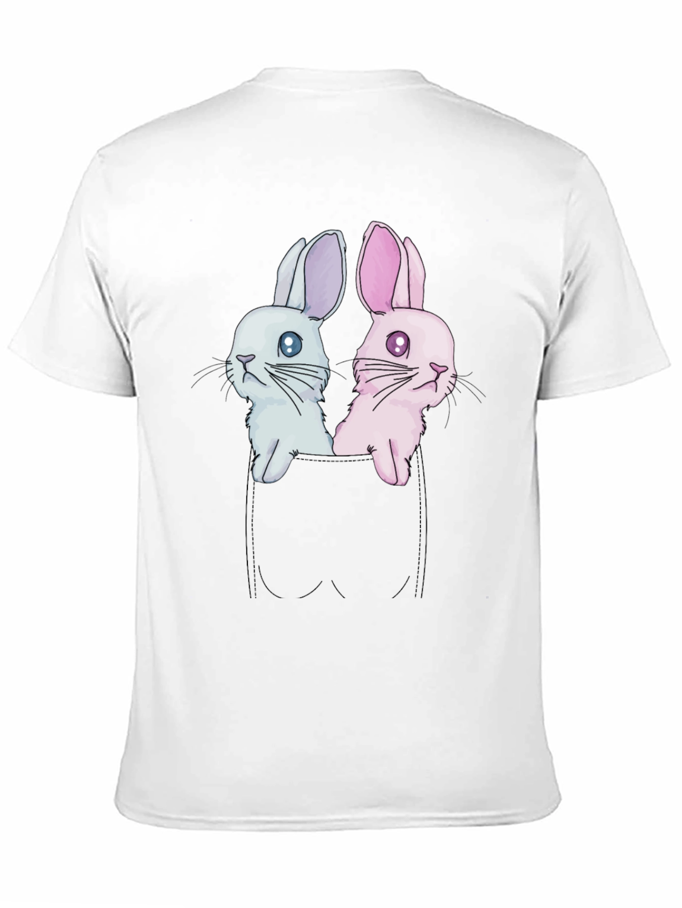 Black Cute Bunny Pocket Tee - Adorable Graphic T-Shirt view 11