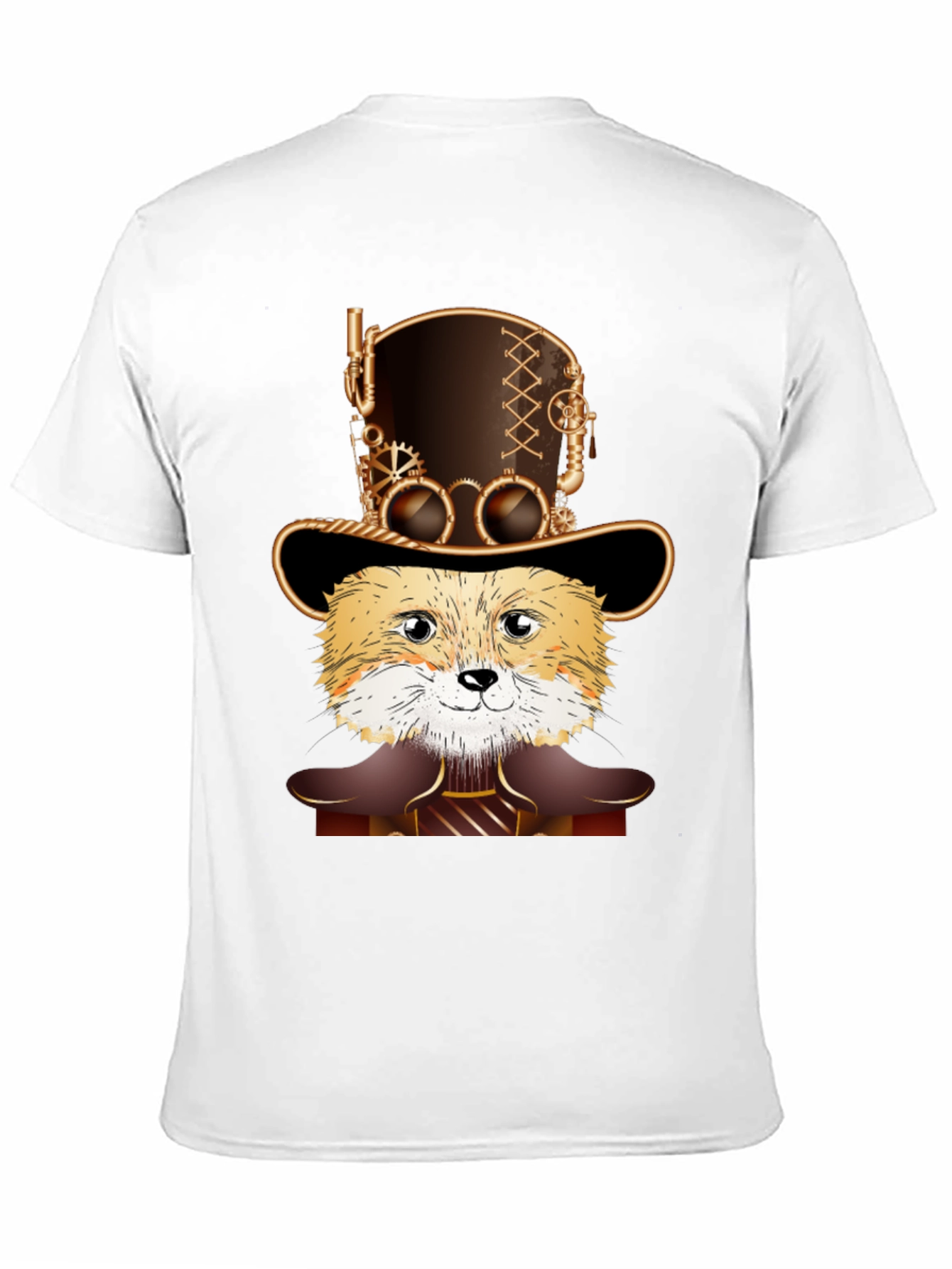 Black Steampunk Fox T-Shirt - Unique Design view 11