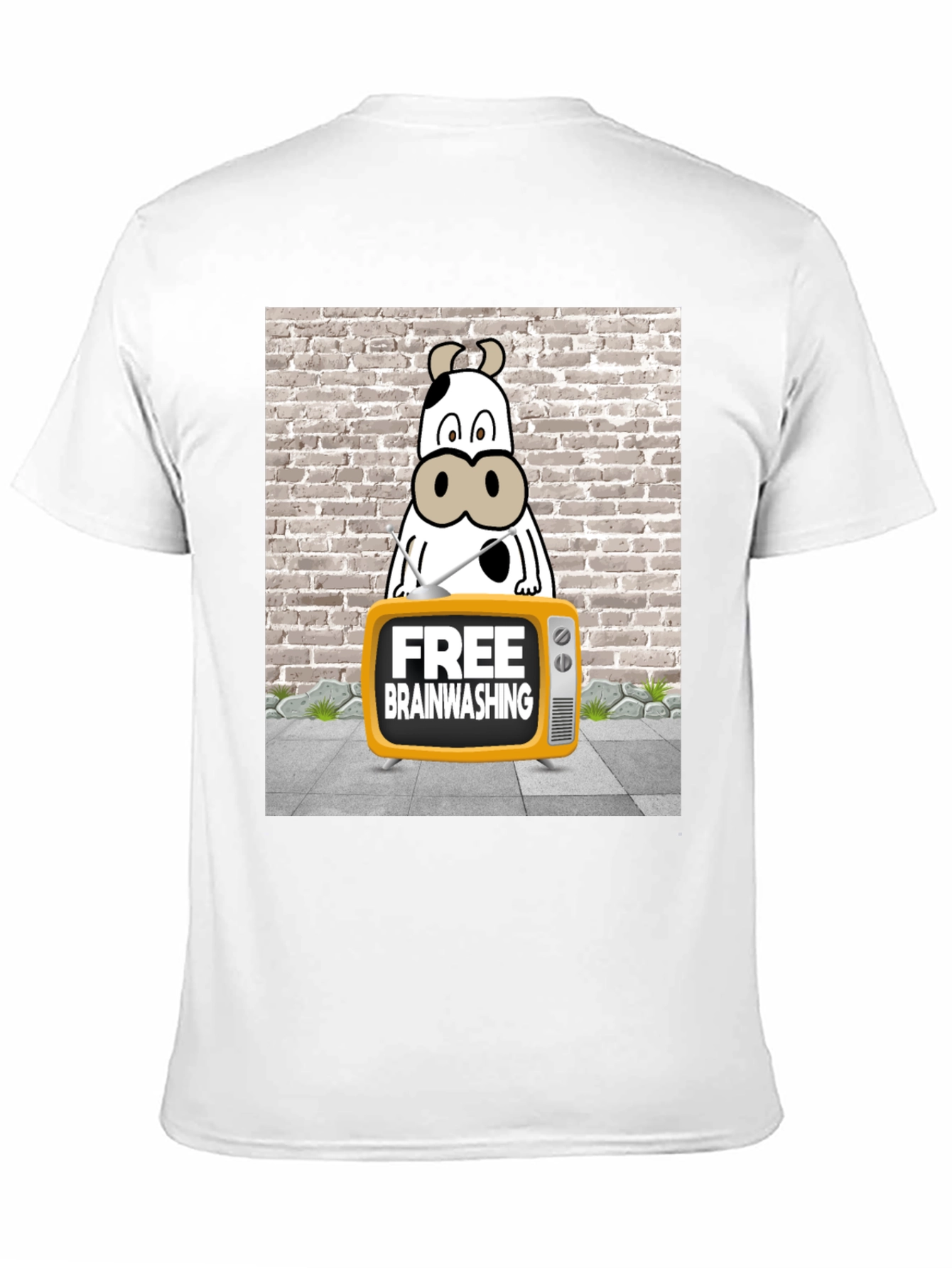 Black Brainwashing Cow T-Shirt: Funny Graphic Tee for Men view 11