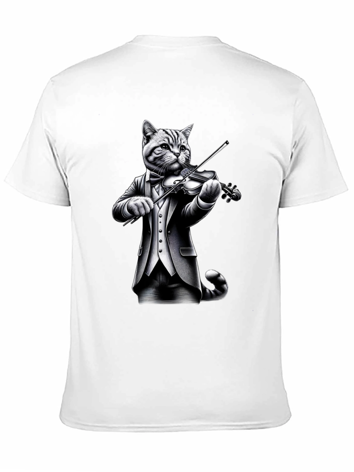 Black Cat Violinist T-Shirt - Unique Animal Graphic Tee view 11