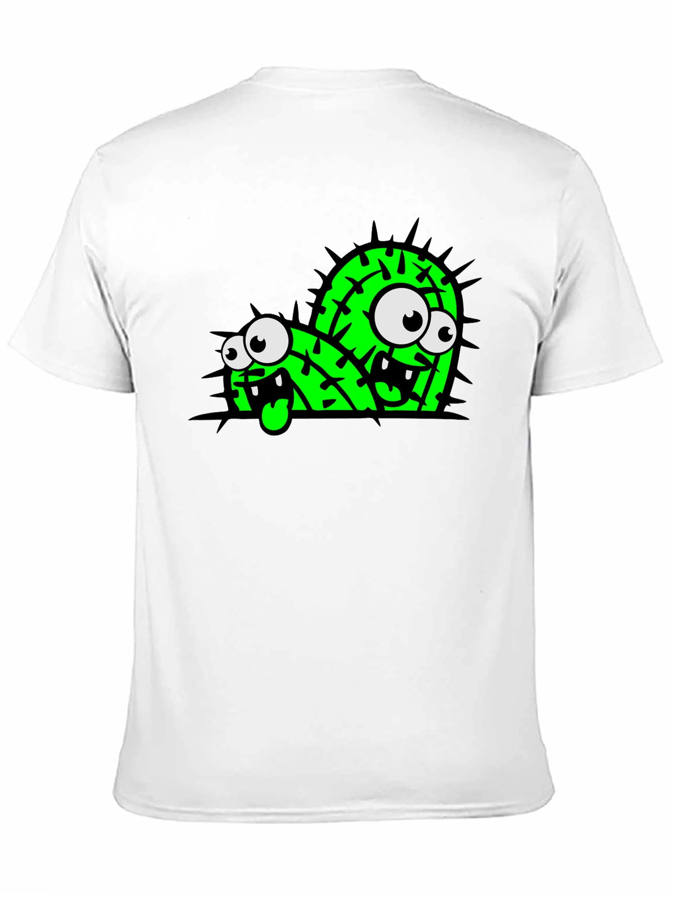 Black Funny Cartoon Cactus Graphic Black T-Shirt view 11