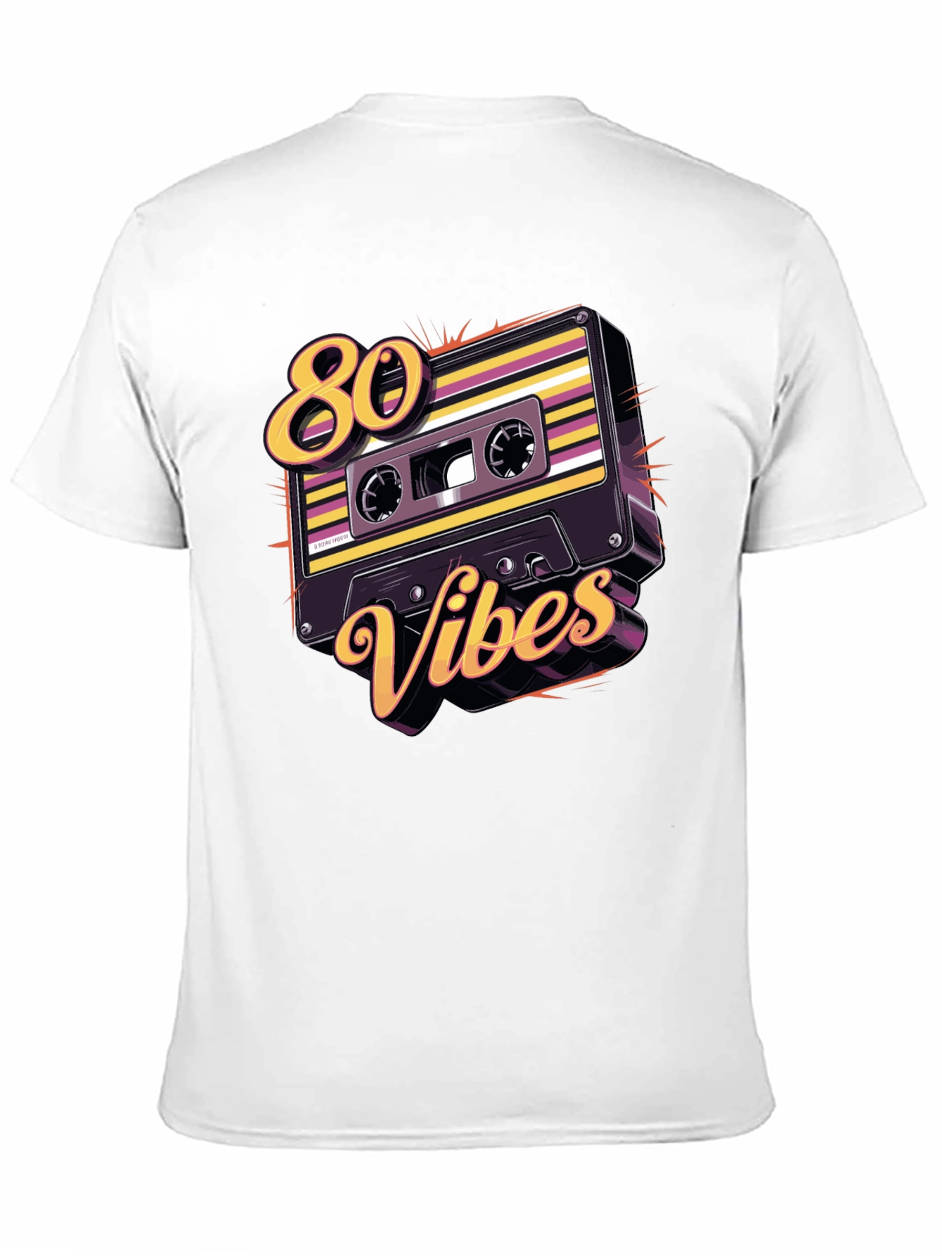 Black Retro 80s Vibes Cassette Tape Graphic Tee view 11