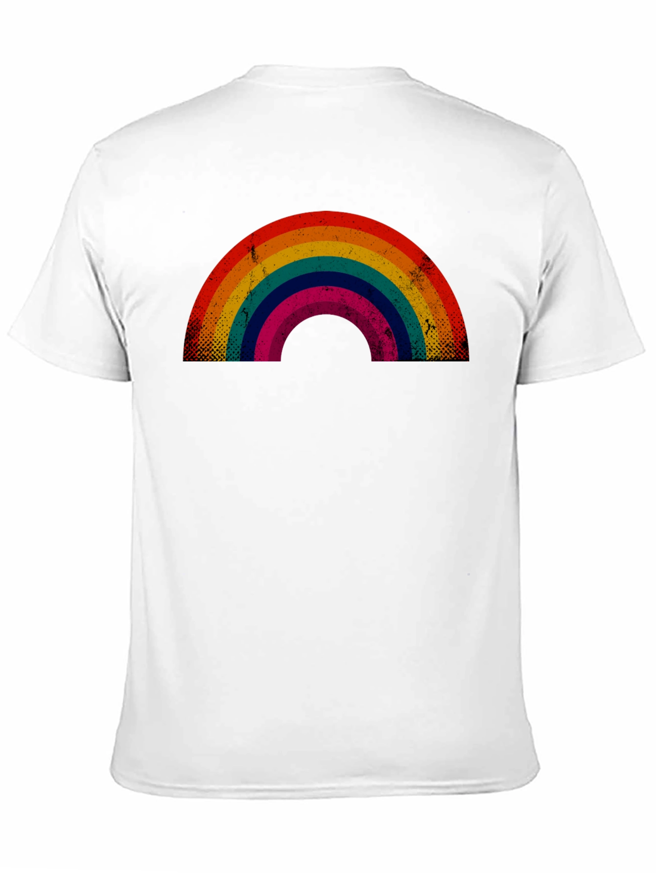 Black Retro Rainbow Graphic Tee - Black Cotton Blend view 11