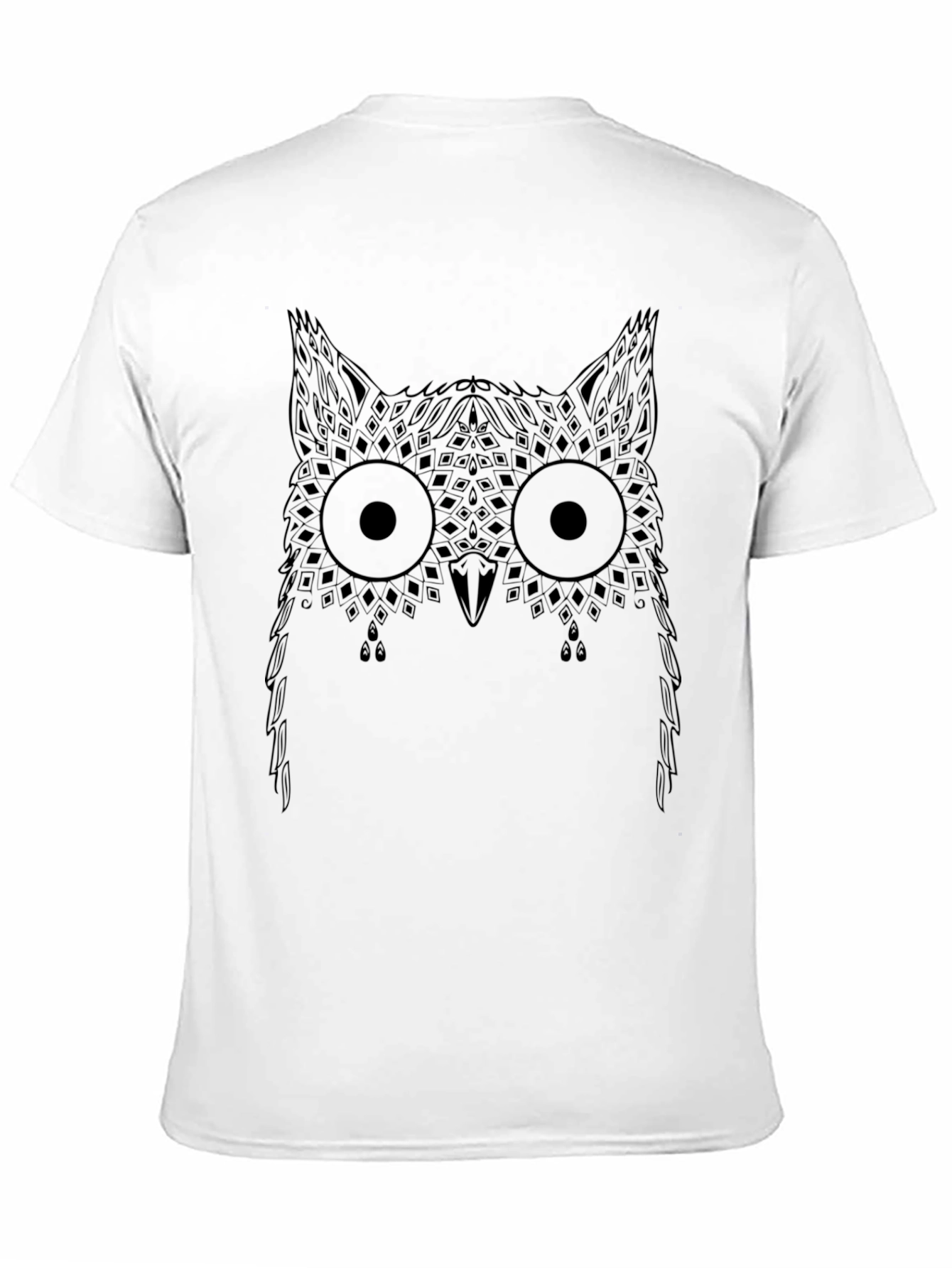 Black Geometric Owl Print Black T-Shirt view 11