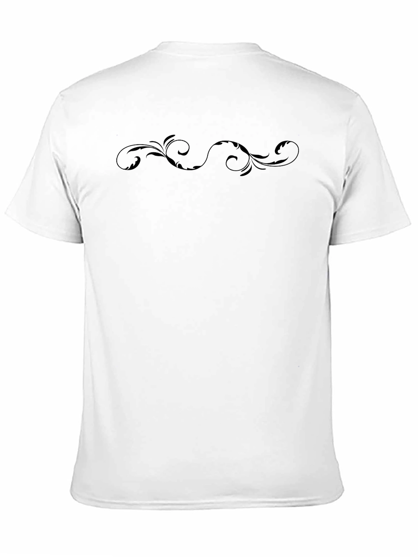 Black Elegant Black T-Shirt with Decorative Scroll Design view 11