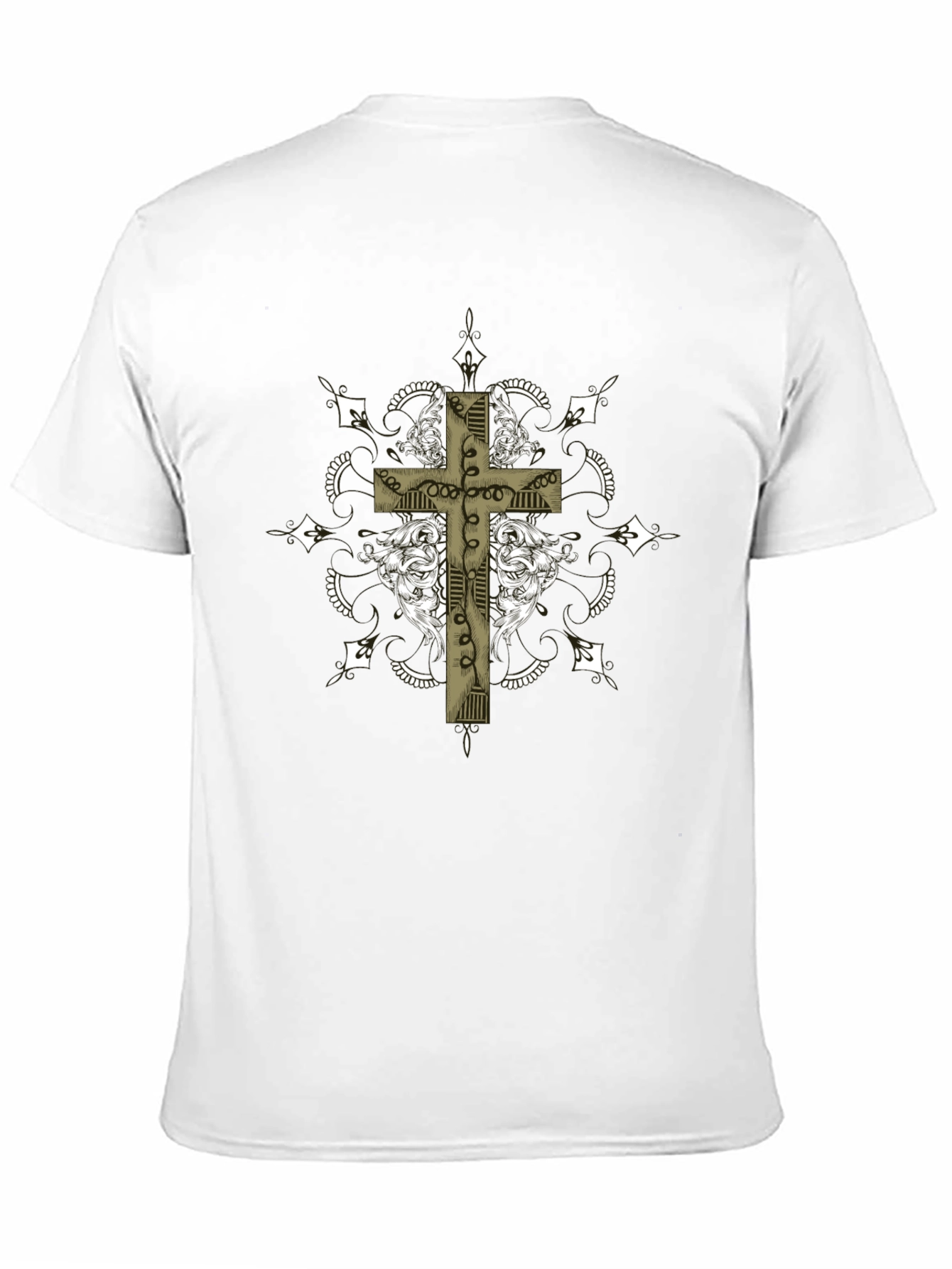 Black Gothic Cross Graphic Tee - Black Crew Neck view 11