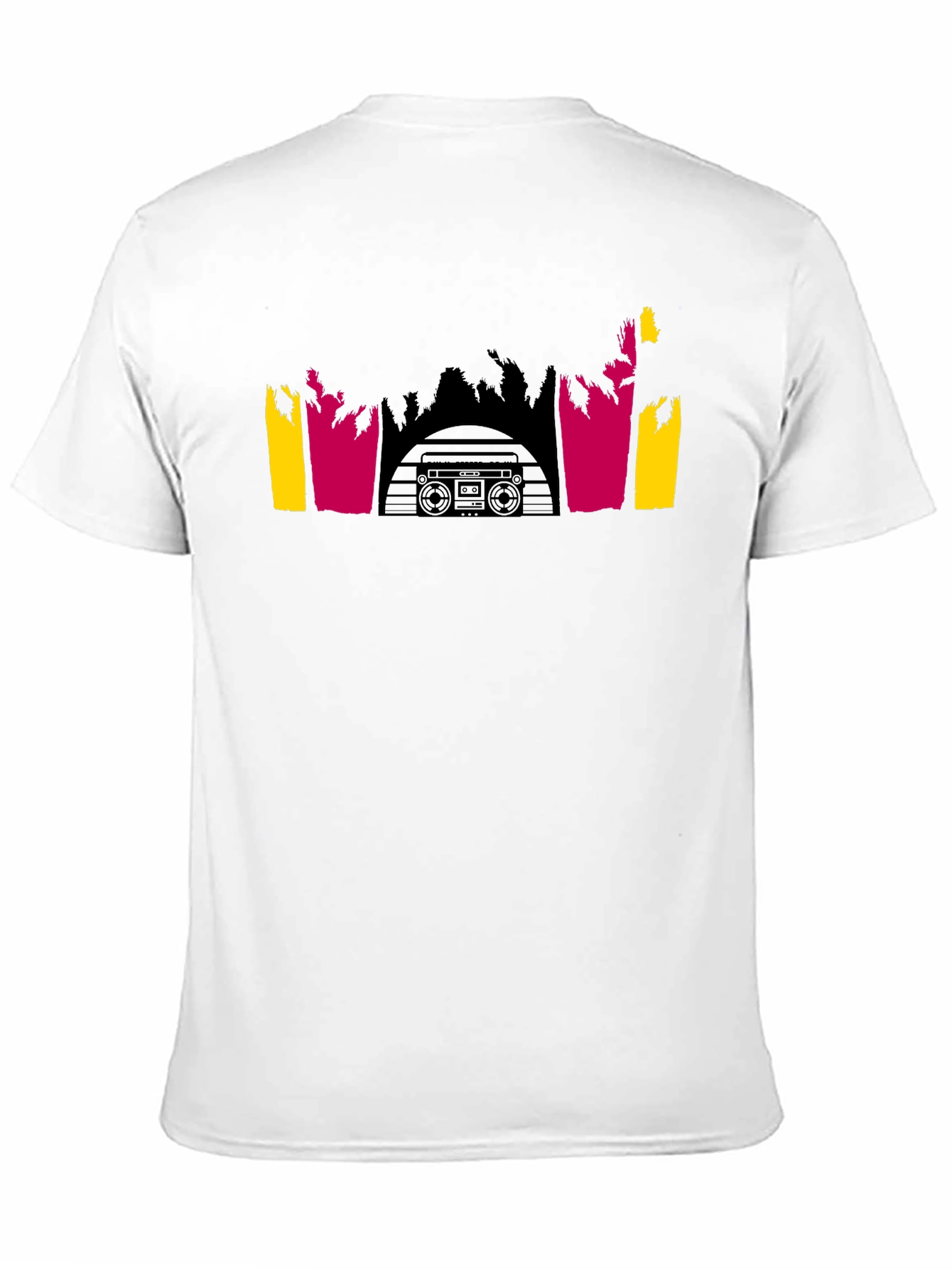 Black Retro Boombox Palm Tree Graphic Tee - Black Cotton view 11