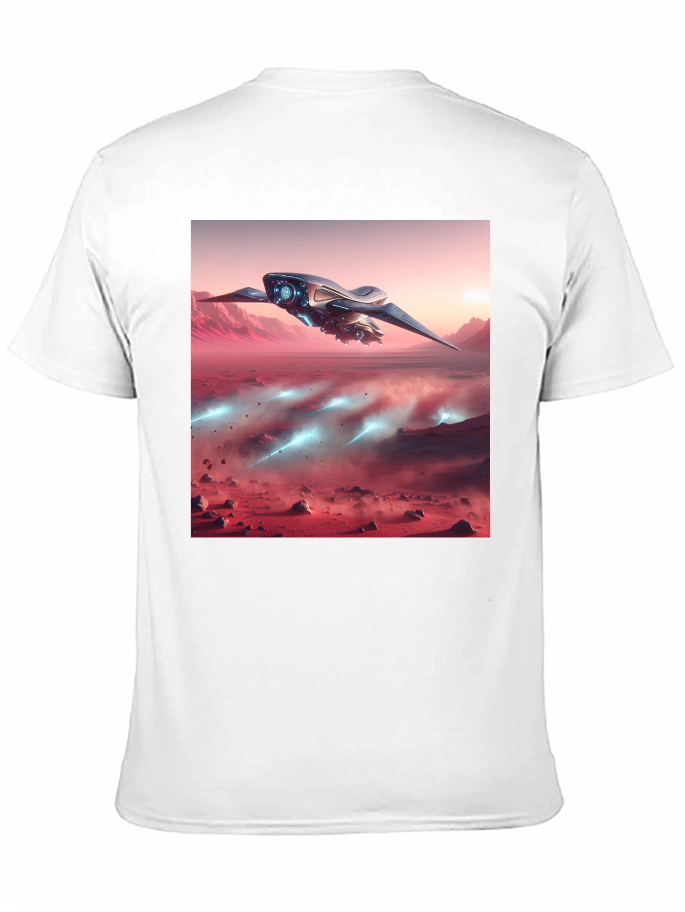 Black Sci-Fi Spaceship Graphic Tee - Black view 11