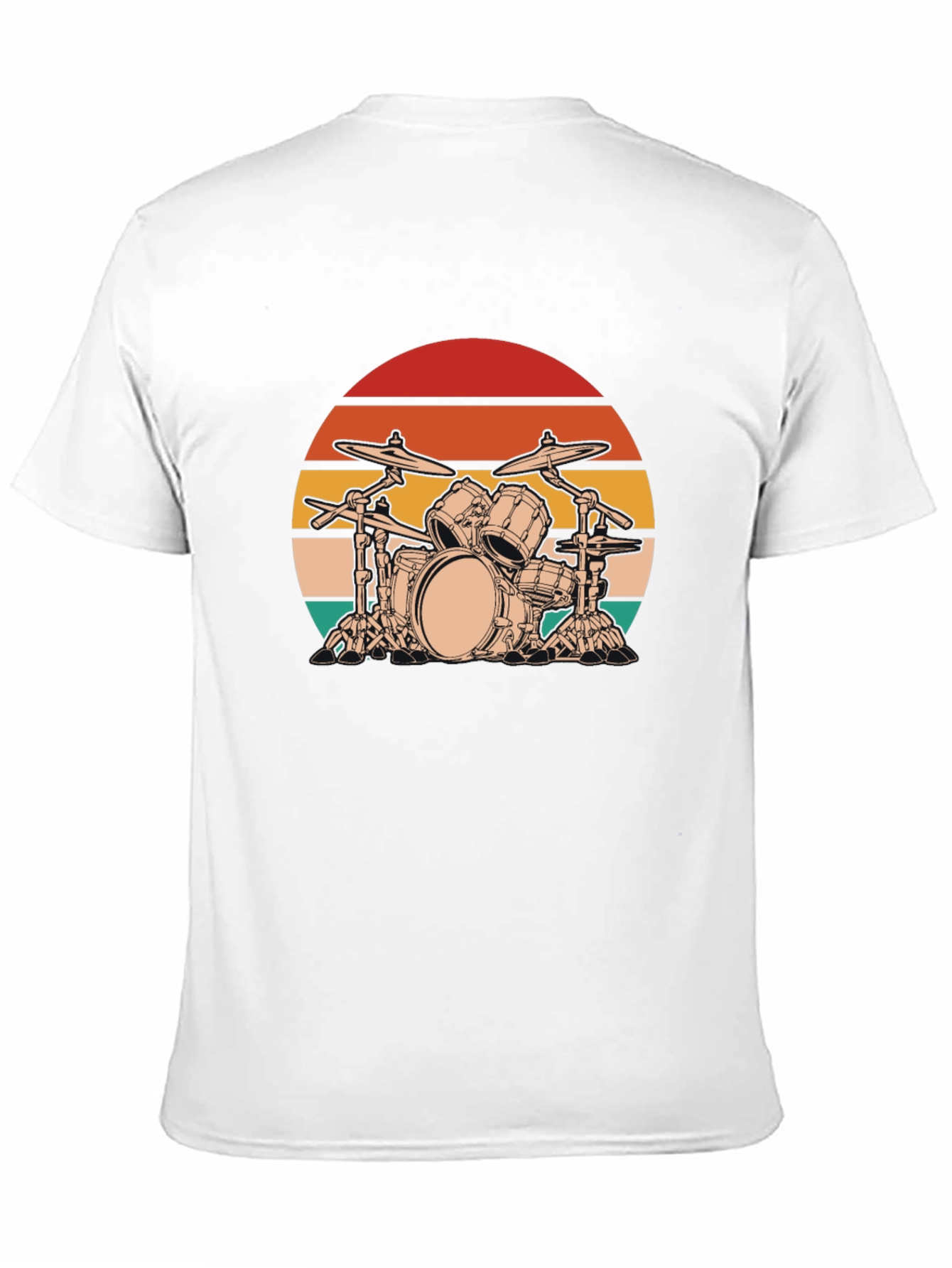 Black Retro Drum Set Graphic Tee - Black Cotton Blend view 11