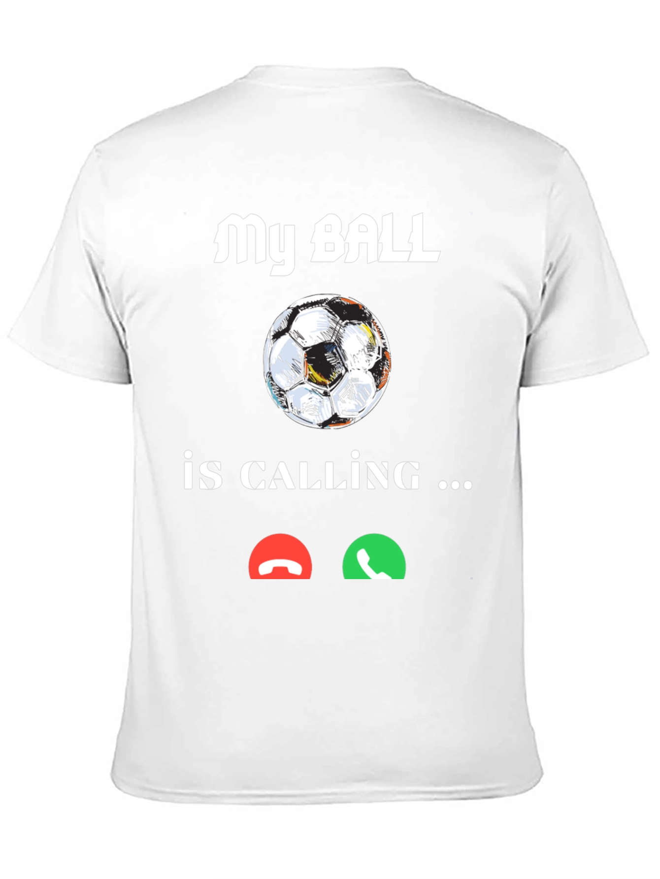 Black Funny Soccer Ball Calling T-Shirt view 11